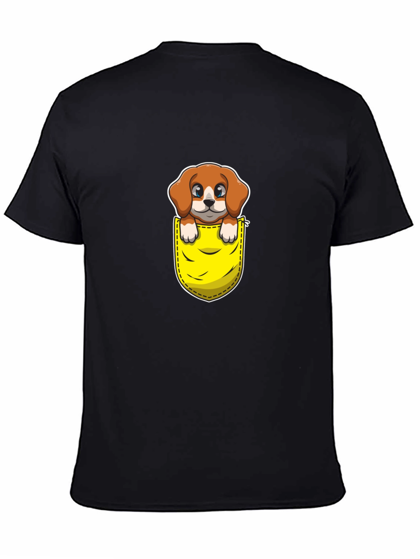 Black Cute Dog in Pocket Graphic Tee - Unisex view 4