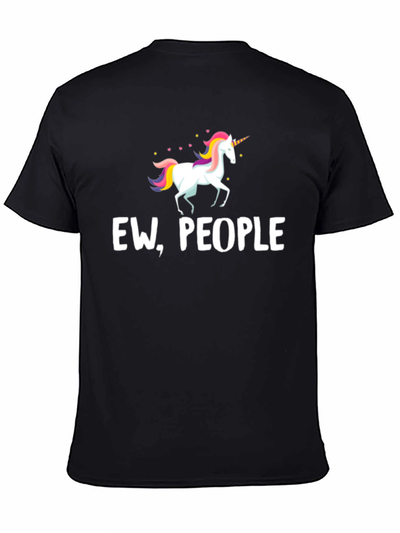 Black Ew, People Unicorn Graphic Tee - Black Unisex T-Shirt view 4