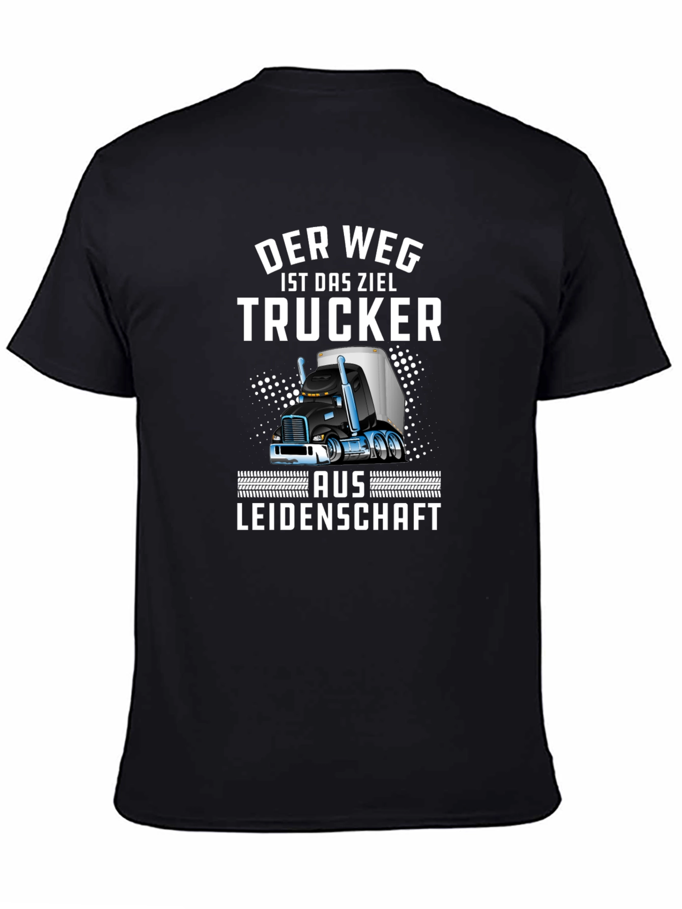 Black Trucker T-Shirt - "Der Weg Ist Das Ziel" Design view 4