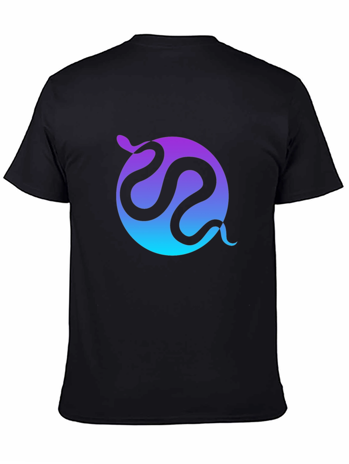 Black Gradient Snake Graphic Black T-Shirt view 4