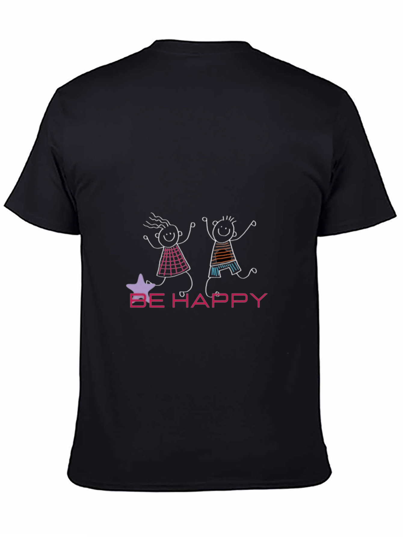 Black Be Happy Graphic Tee - Black view 4