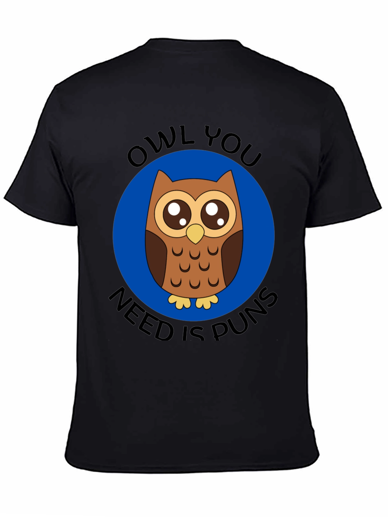 Black Owl You Need Is Puns T-Shirt - Funny Animal Graphic Tee view 4