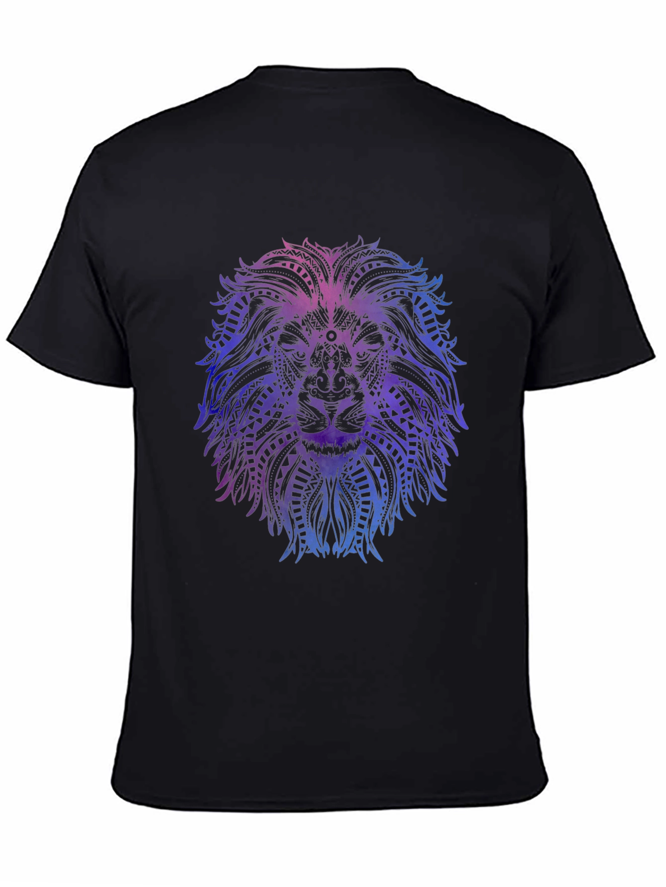 Lion Mandala Graphic Tee - Stylish Men's Black T-Shirt - 4