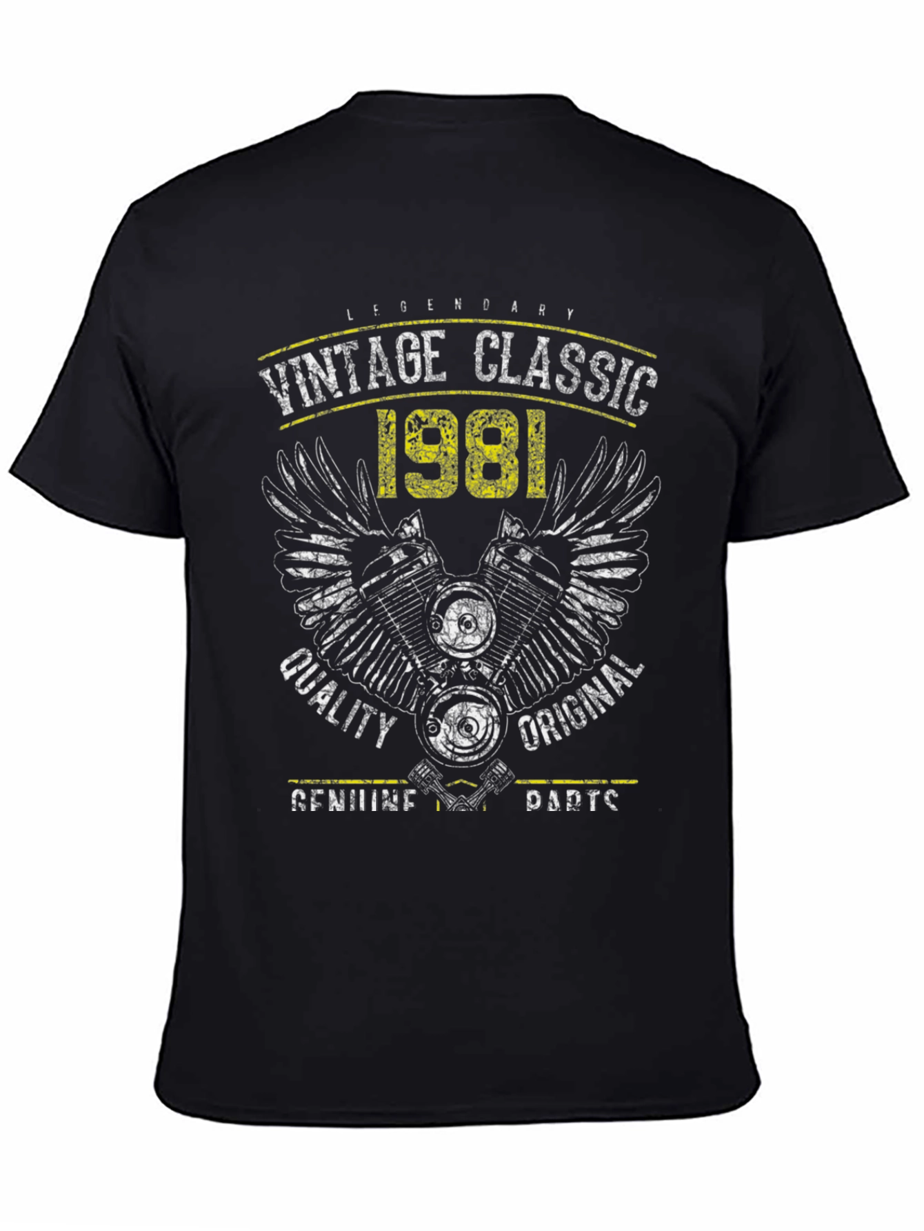 Black Vintage Classic 1981 Motorcycle T-Shirt view 4