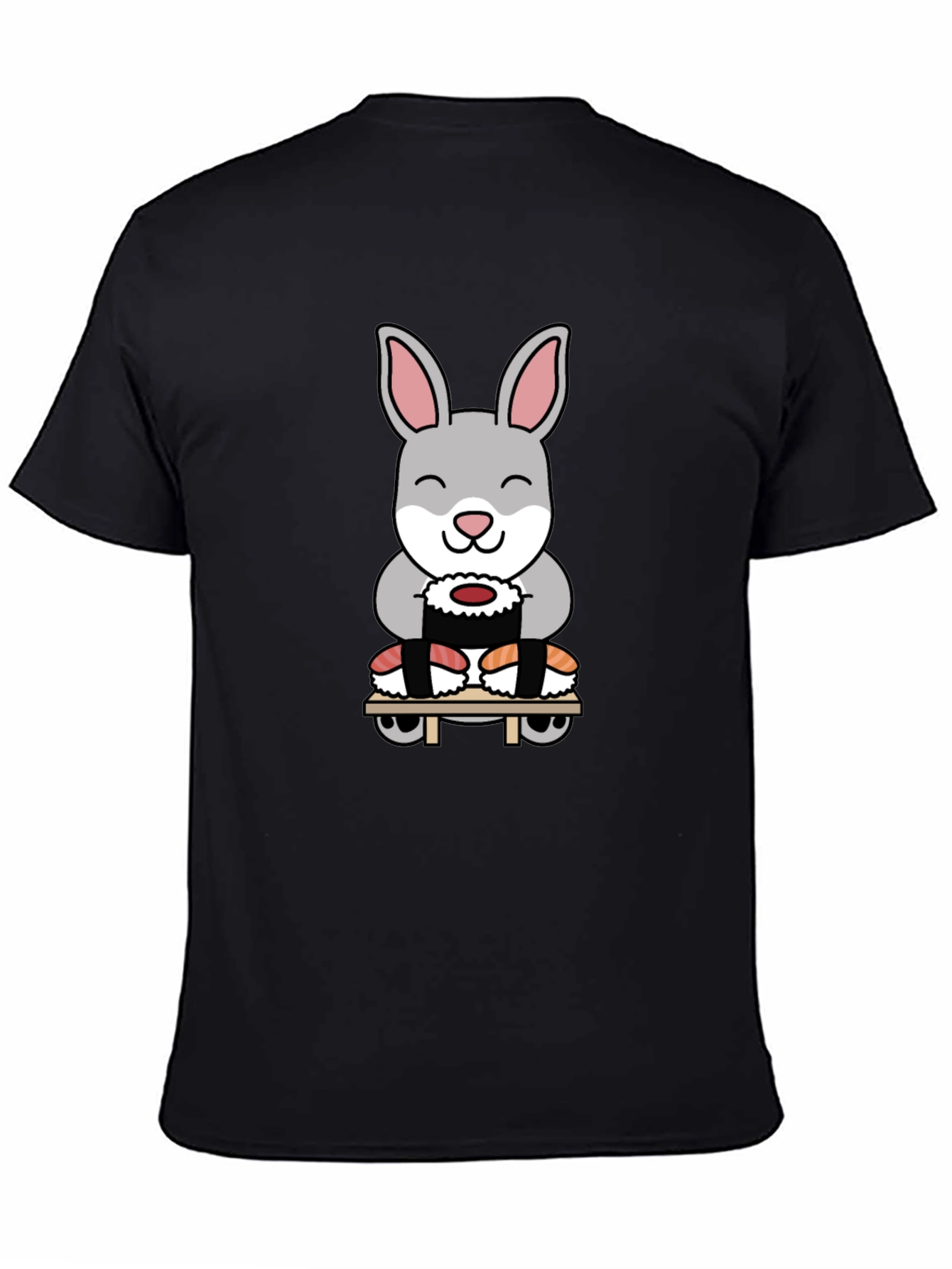 Black Sushi Rabbit Graphic T-Shirt - Black Cotton Blend view 4