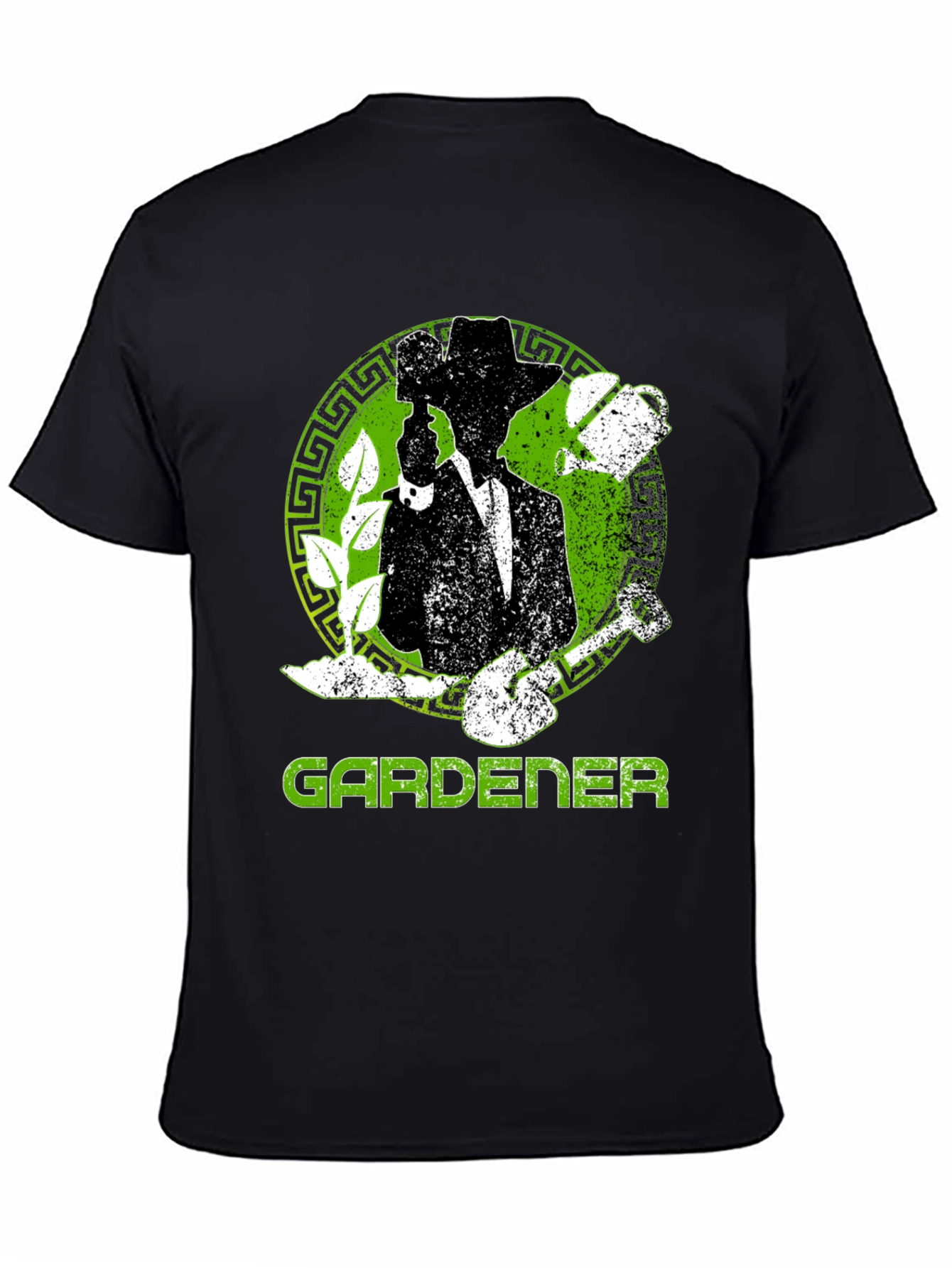 Black Gardener T-Shirt: Silhouette Design view 4