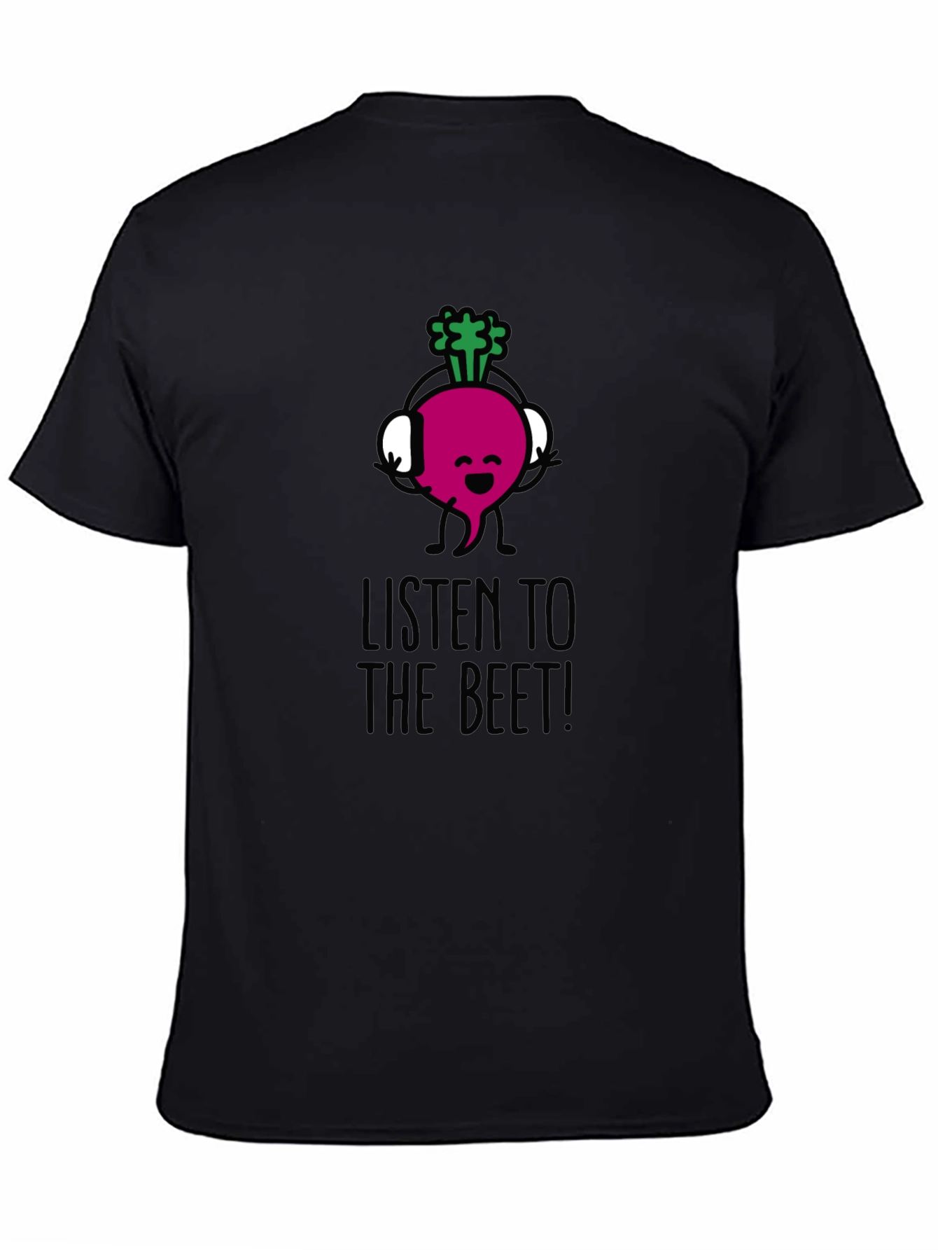 Black Listen to the Beet! Funny Graphic Tee view 4