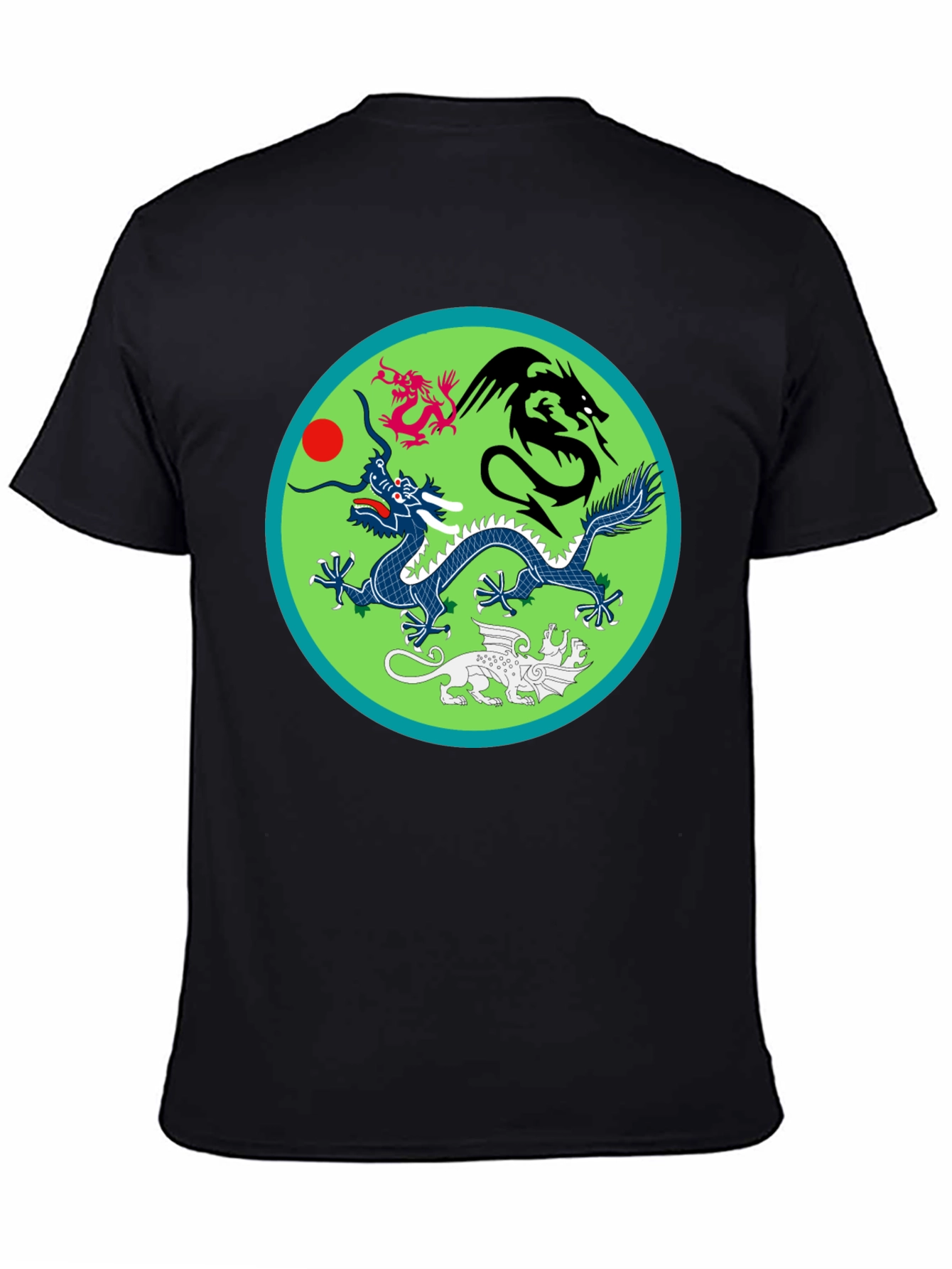 Black Dragon Motif T-Shirt view 4