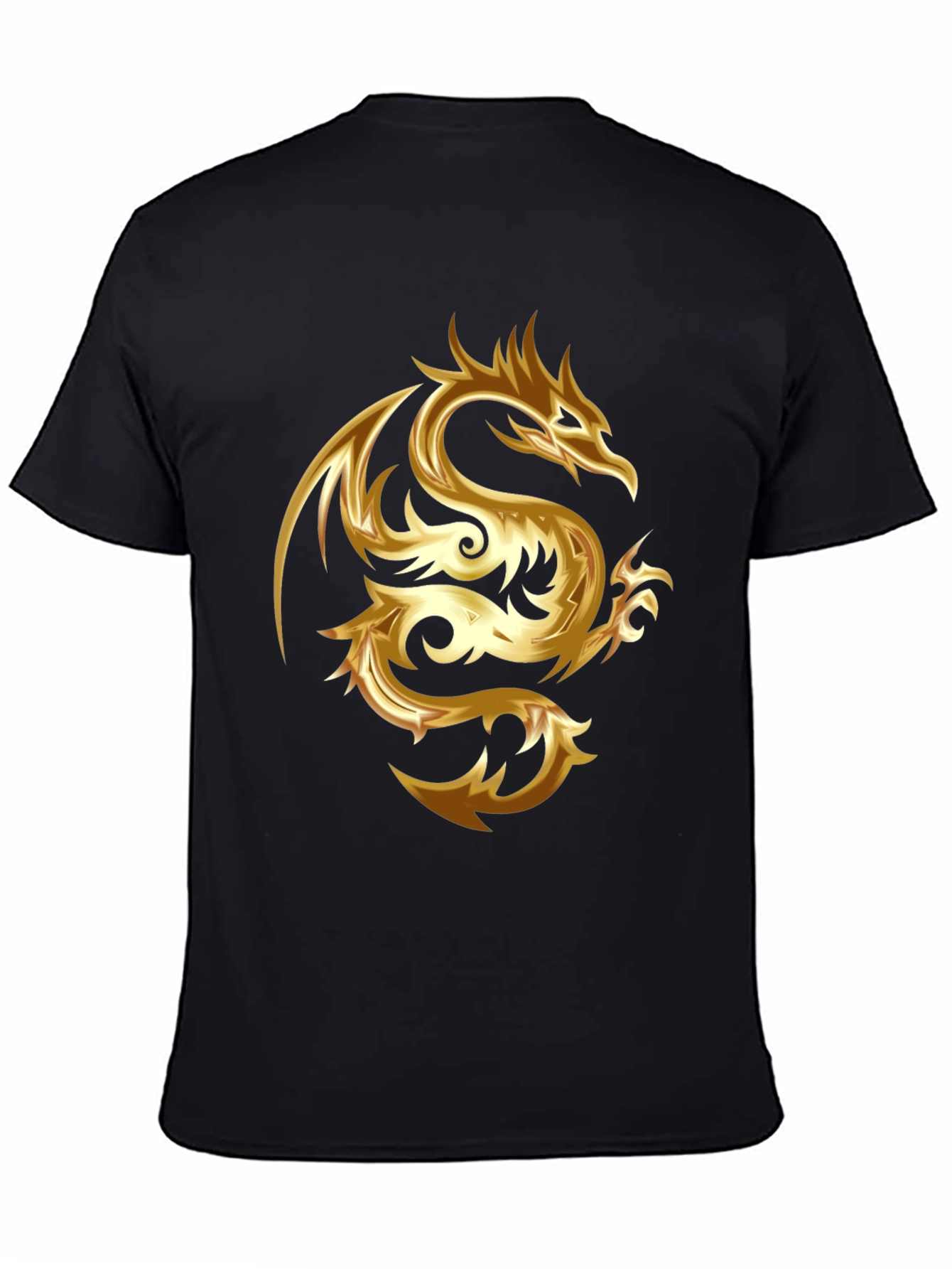 Black Gold Dragon Graphic Tee - Stylish Men's Black T-Shirt view 4