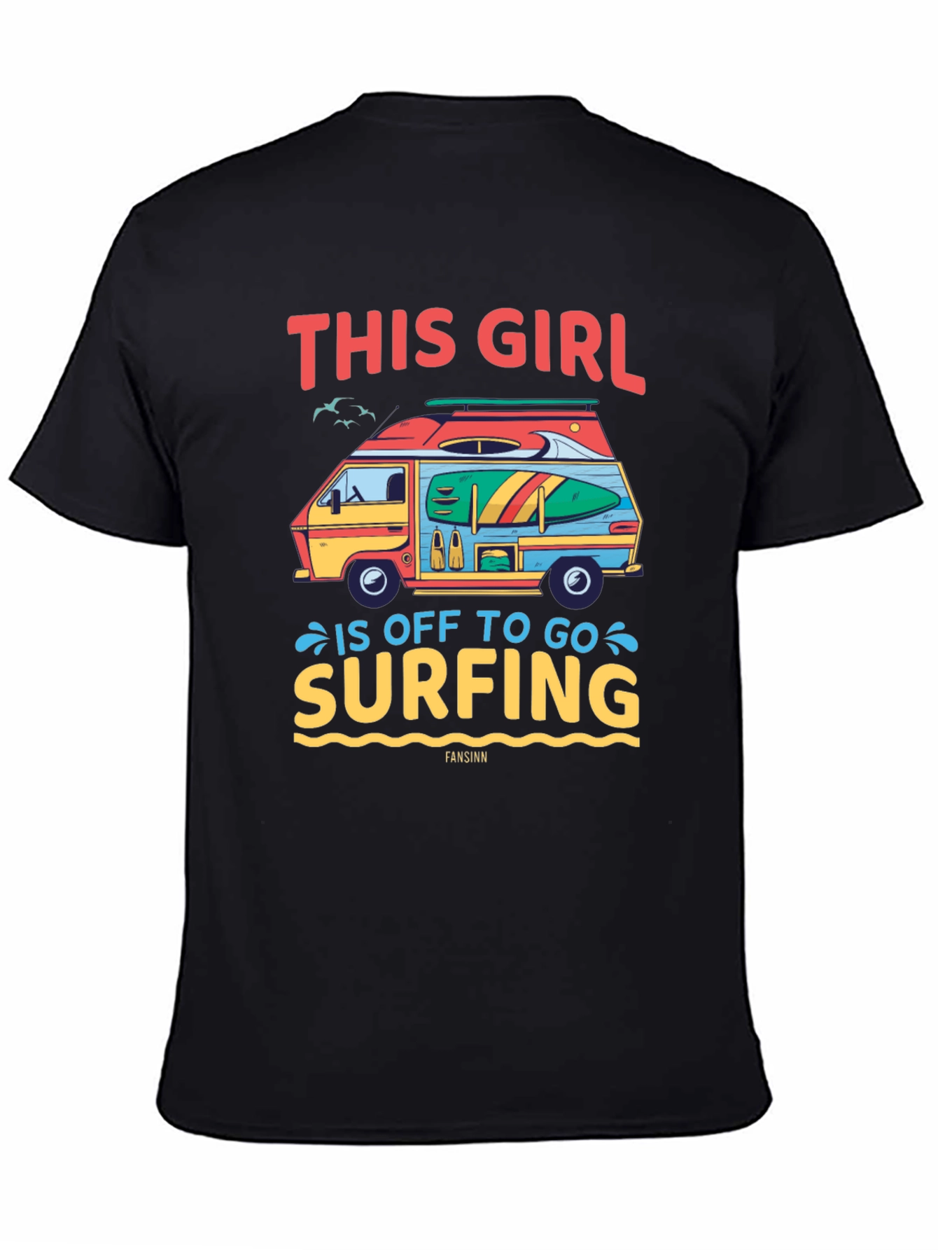 Black This Girl is Off to Go Surfing T-Shirt view 4