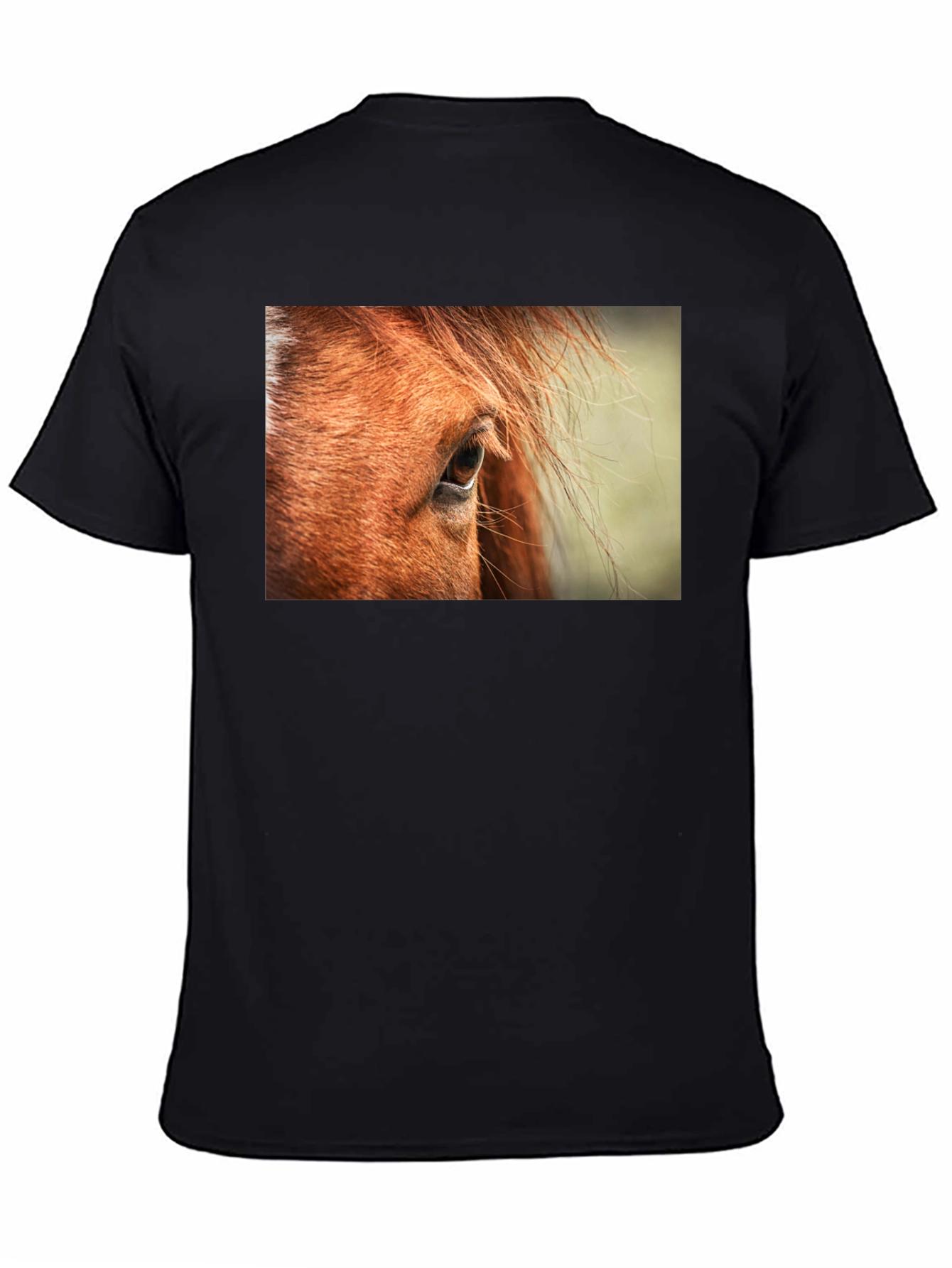 Black Horse Eye Graphic Tee - Unisex Black Cotton Shirt view 4