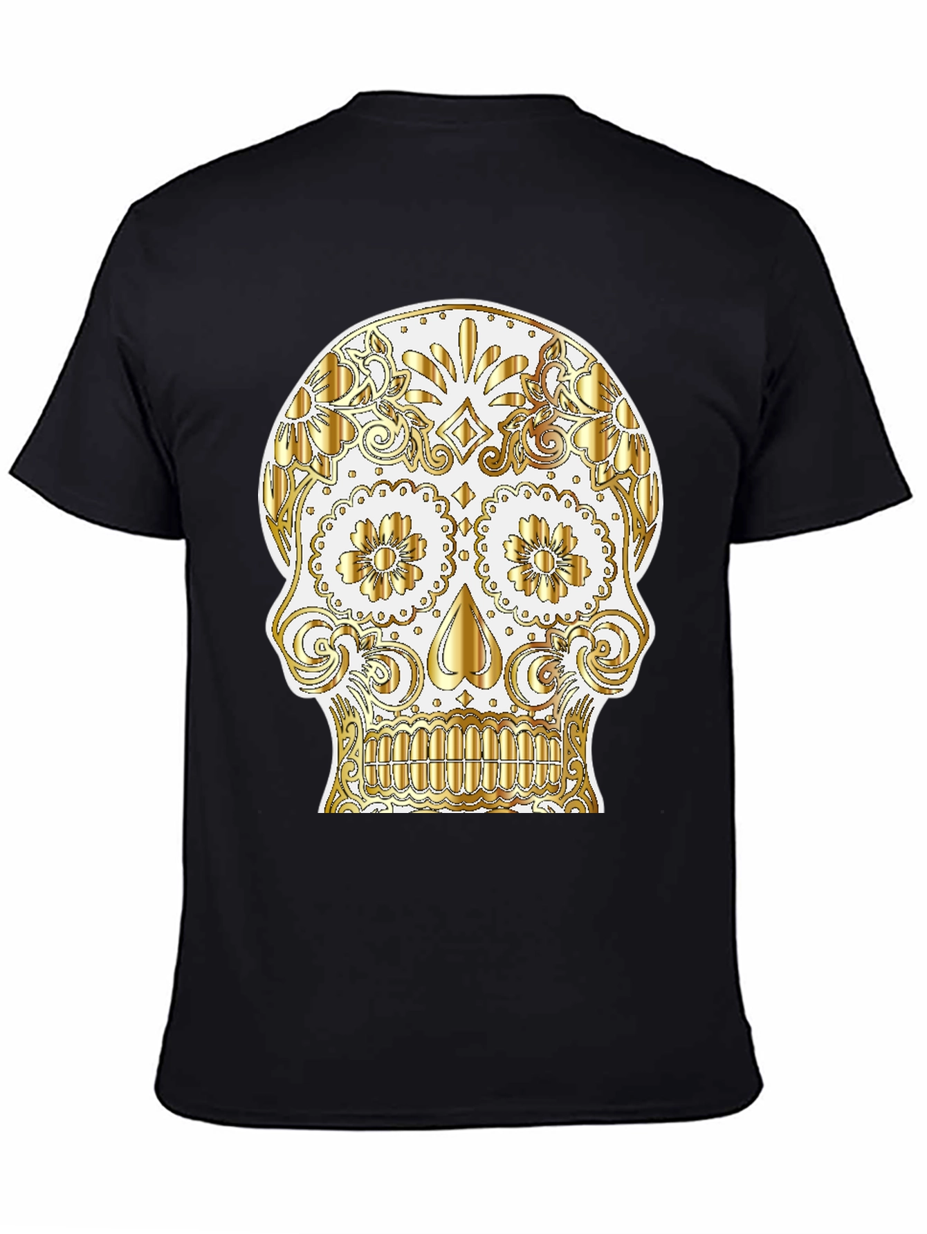 Black Sugar Skull Graphic Tee - Day of the Dead Shirt view 4