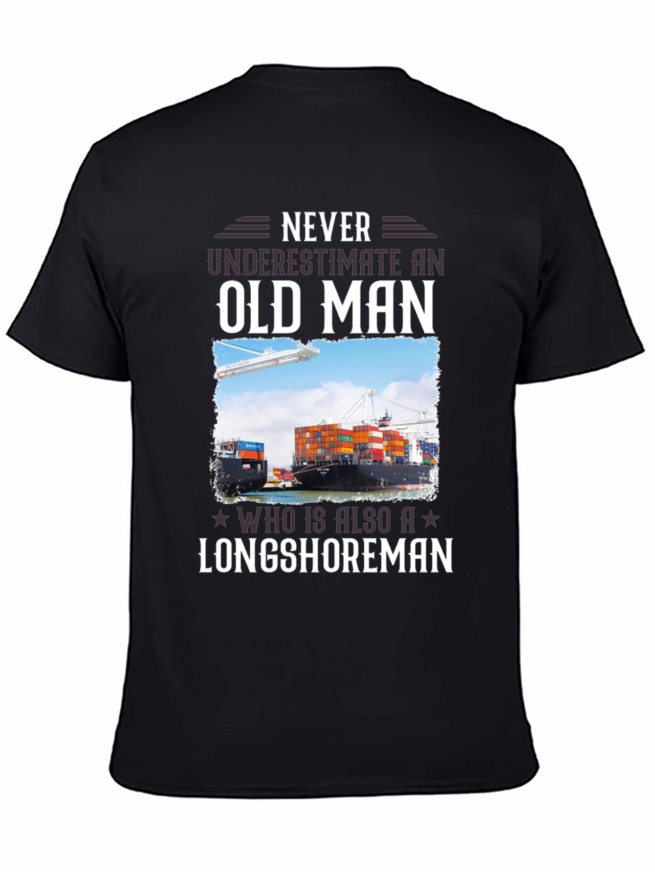 Black Longshoreman Old Man Graphic T-Shirt view 4