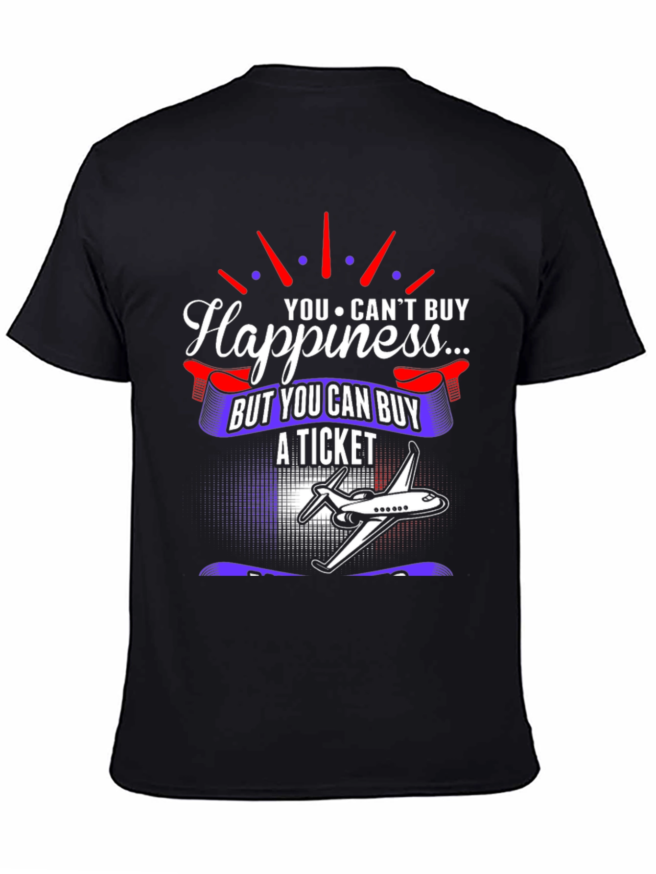 Black Happiness Ticket T-Shirt - Aviation Travel Tee view 4