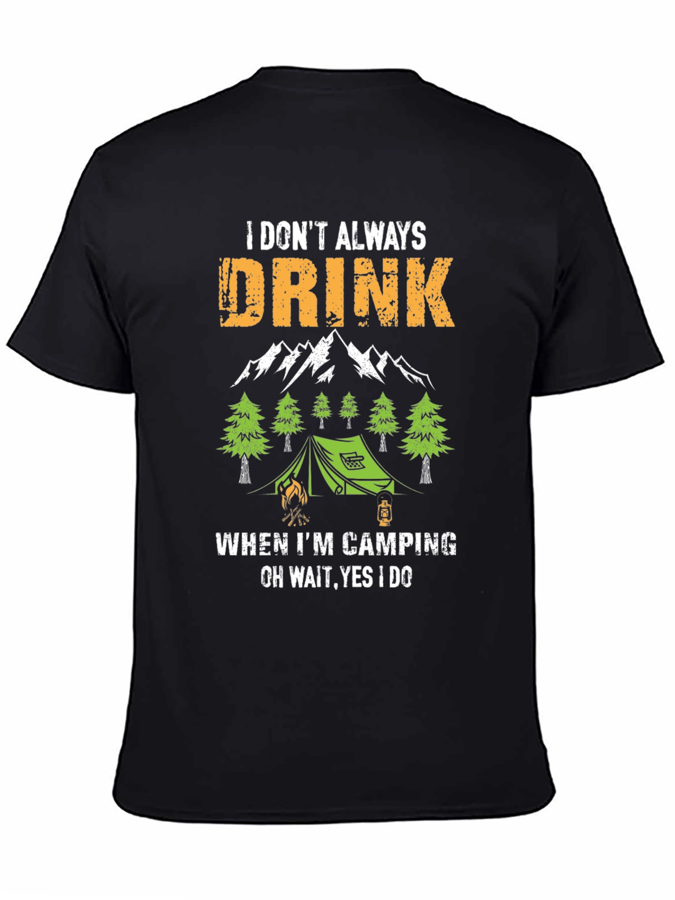 Black Funny Camping & Drinking T-Shirt view 4