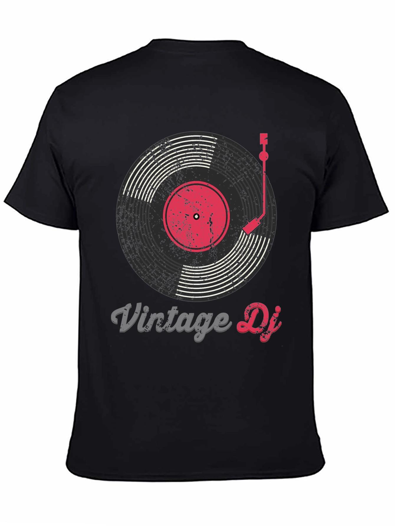 Black Vintage DJ Record Player Graphic Tee view 4