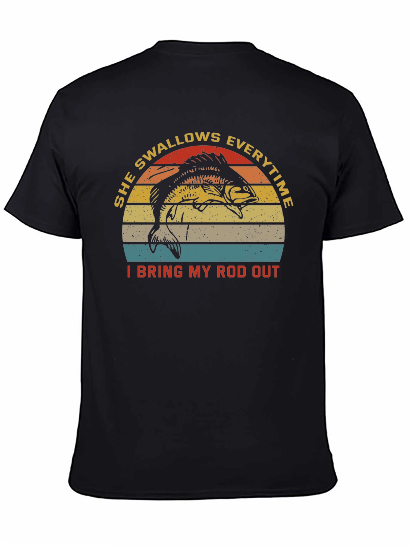 Black She Swallows Everytime Fishing T-Shirt view 4