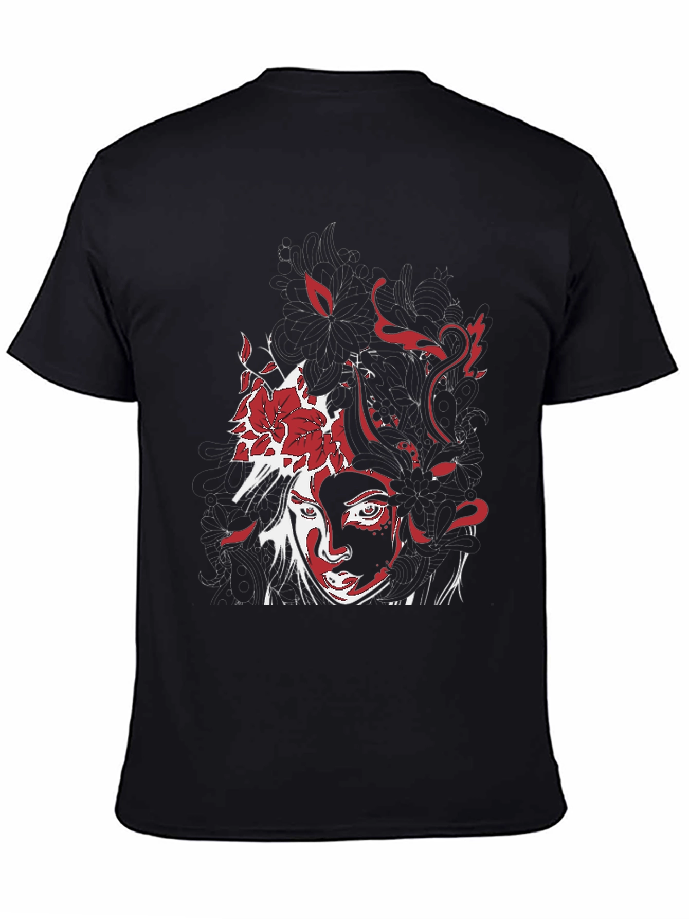 Black Artistic Graphic Print Black T-Shirt view 4