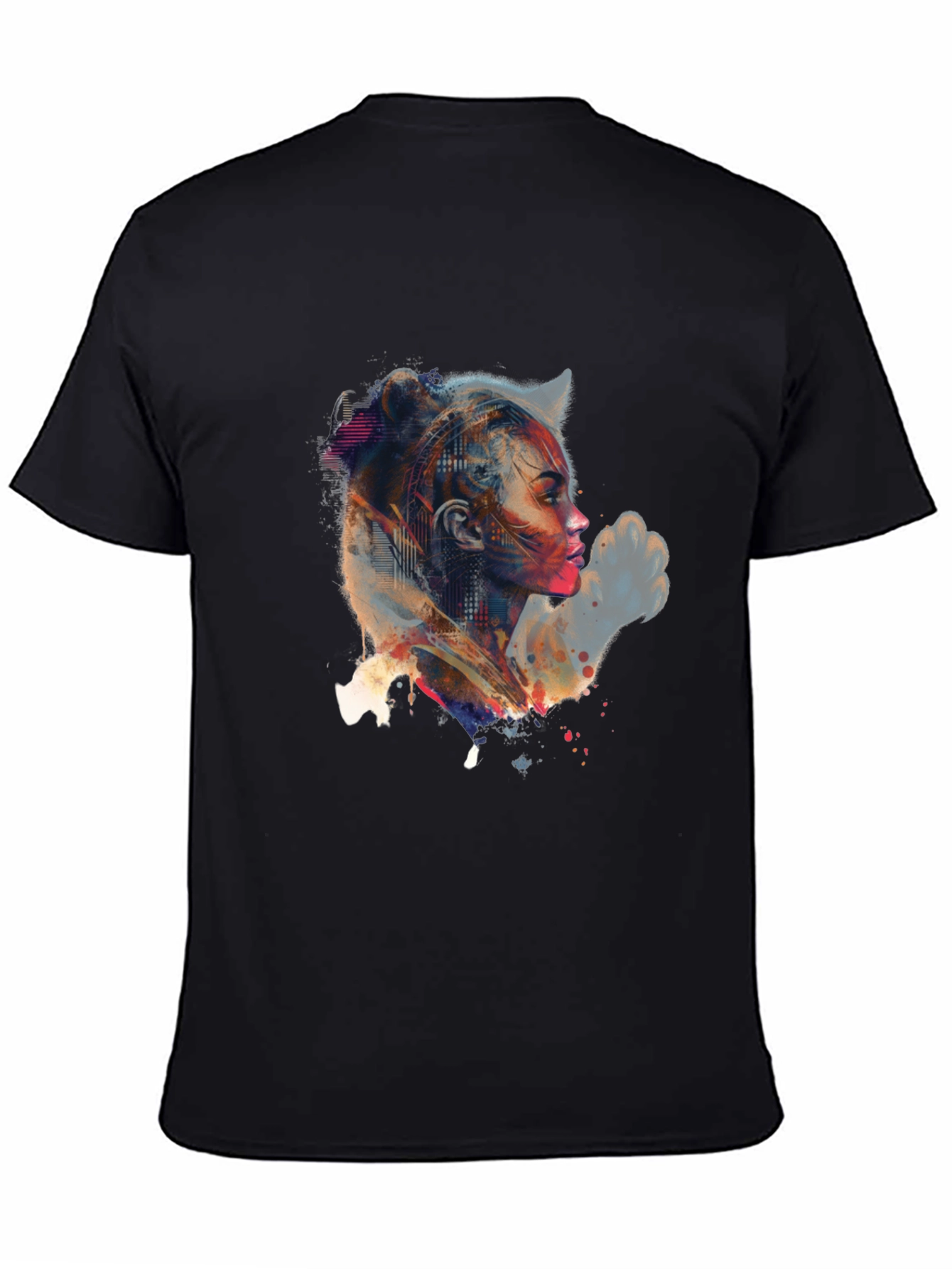 Black Abstract Woman Portrait Graphic Tee view 4