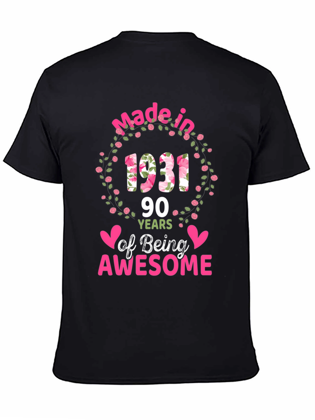 Black Made in 1931 90 Years of Being Awesome T-Shirt view 4