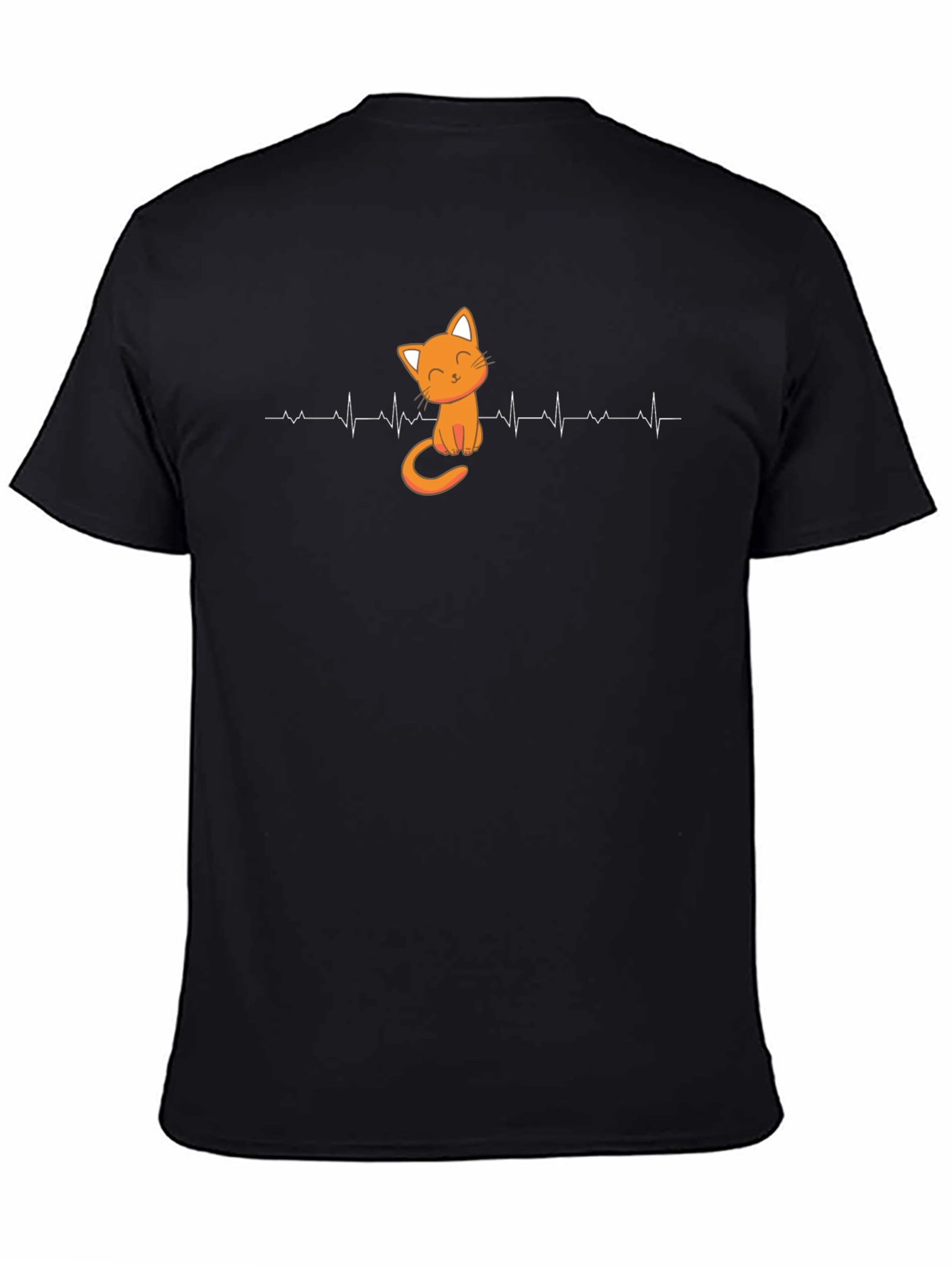 Black Cat Lover Heartbeat T-Shirt view 4