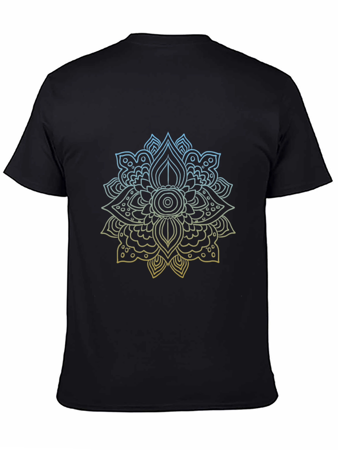 Black Geometric Mandala Print Black T-Shirt view 4