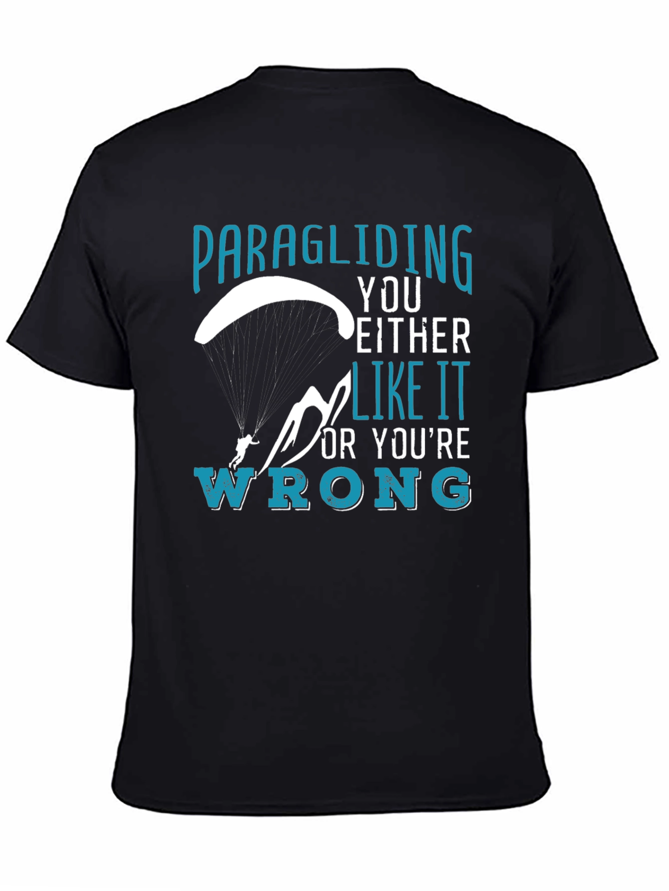 Black Paragliding Enthusiast Graphic Tee view 4