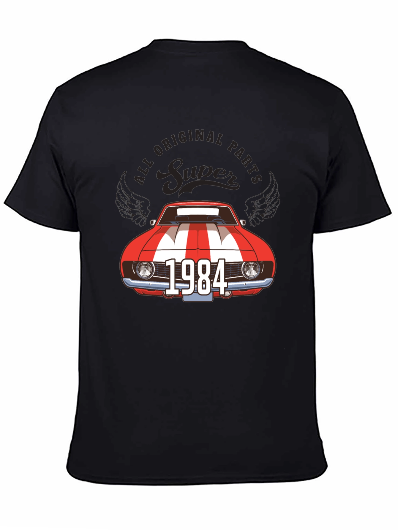 Black Super 1984 Car Graphic Tee view 4