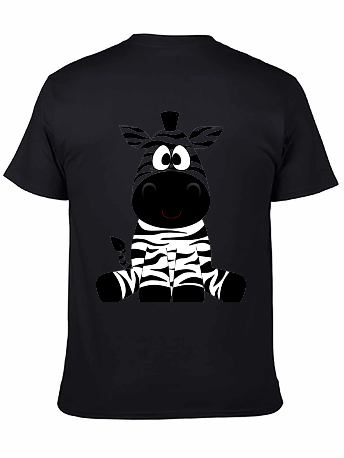 Black Cartoon Zebra Graphic Black T-Shirt view 4