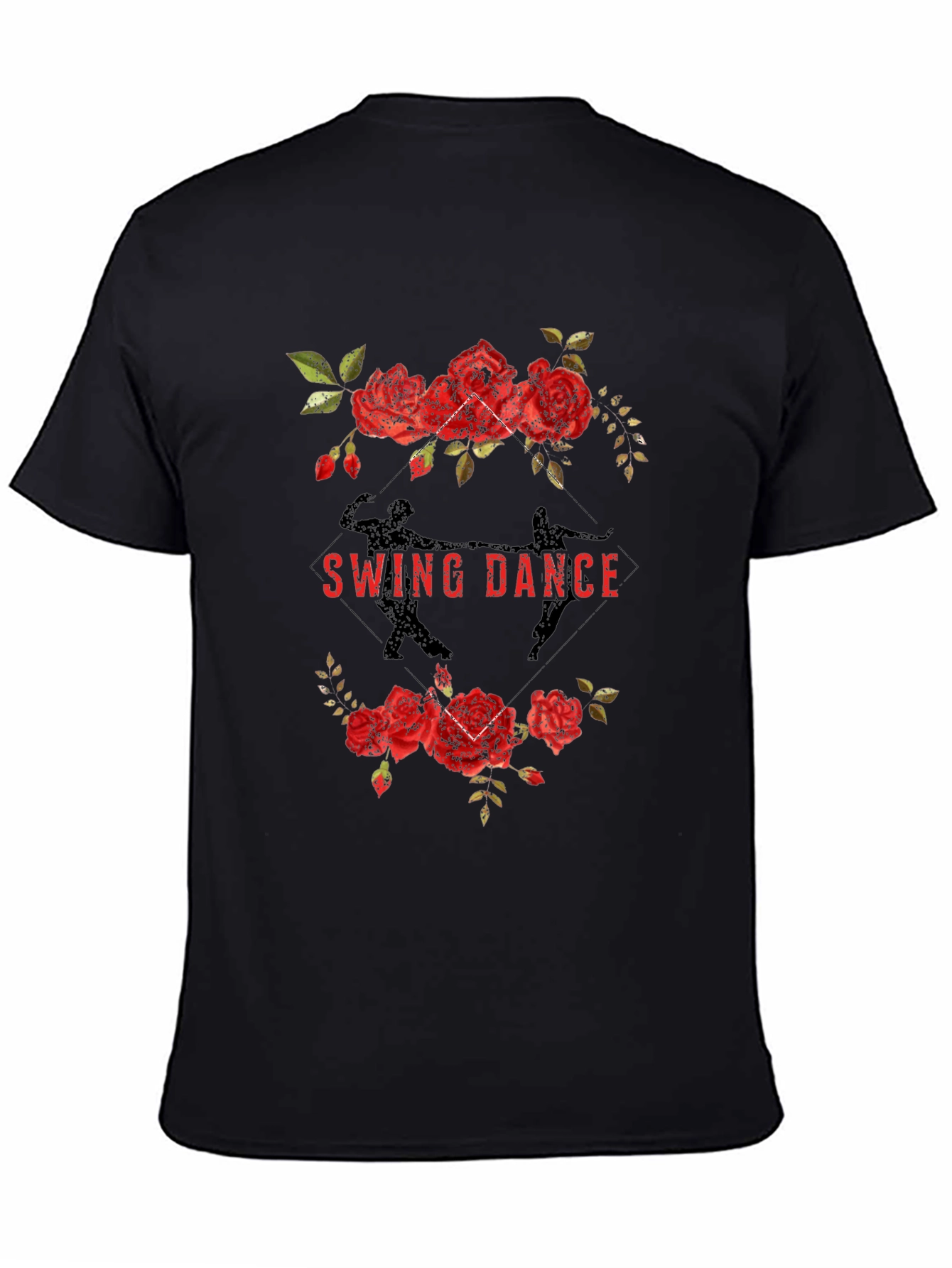 Black Swing Dance Floral Graphic Tee - Black view 4