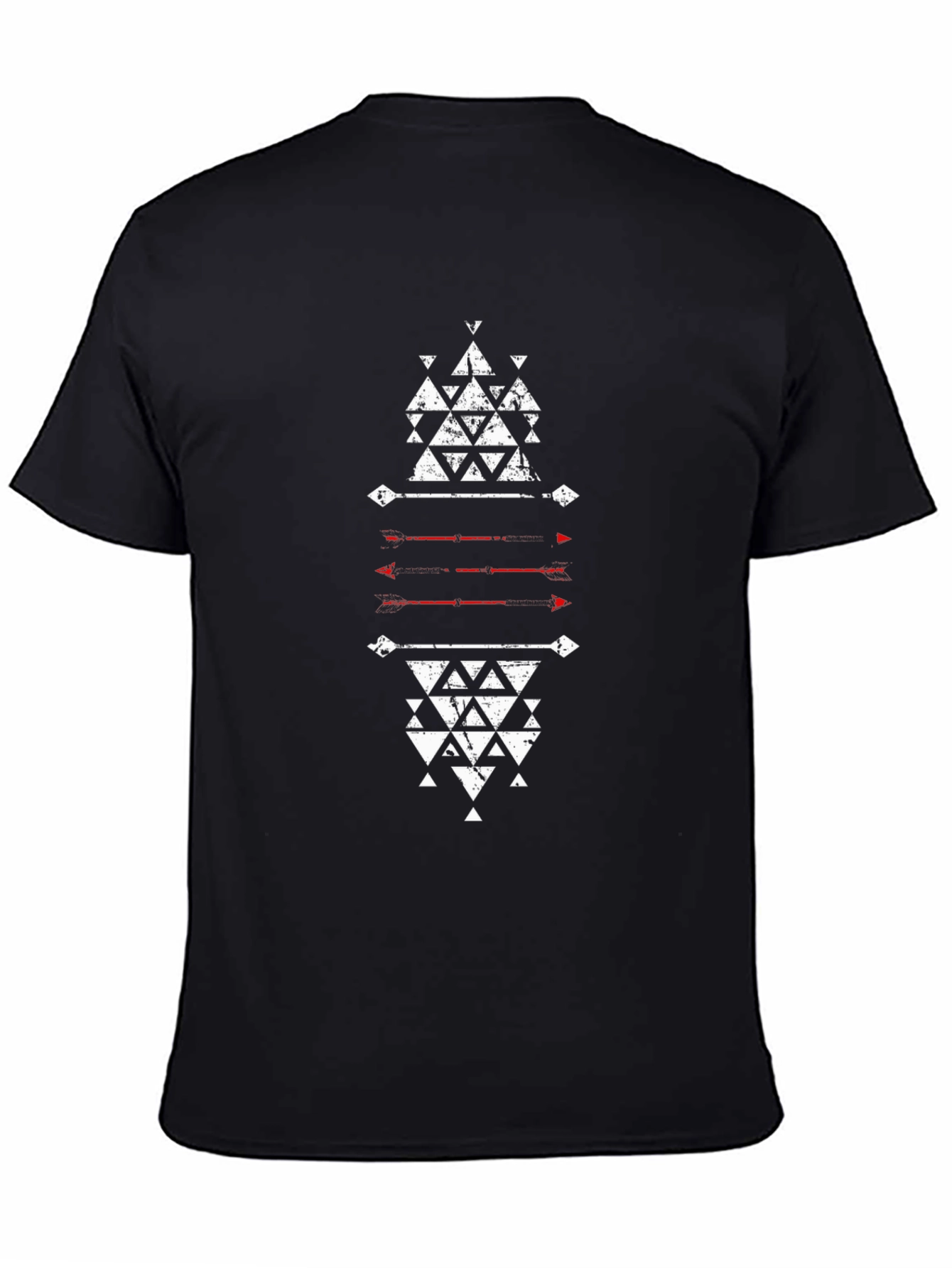 Black Geometric Triangle Graphic Black T-Shirt view 4