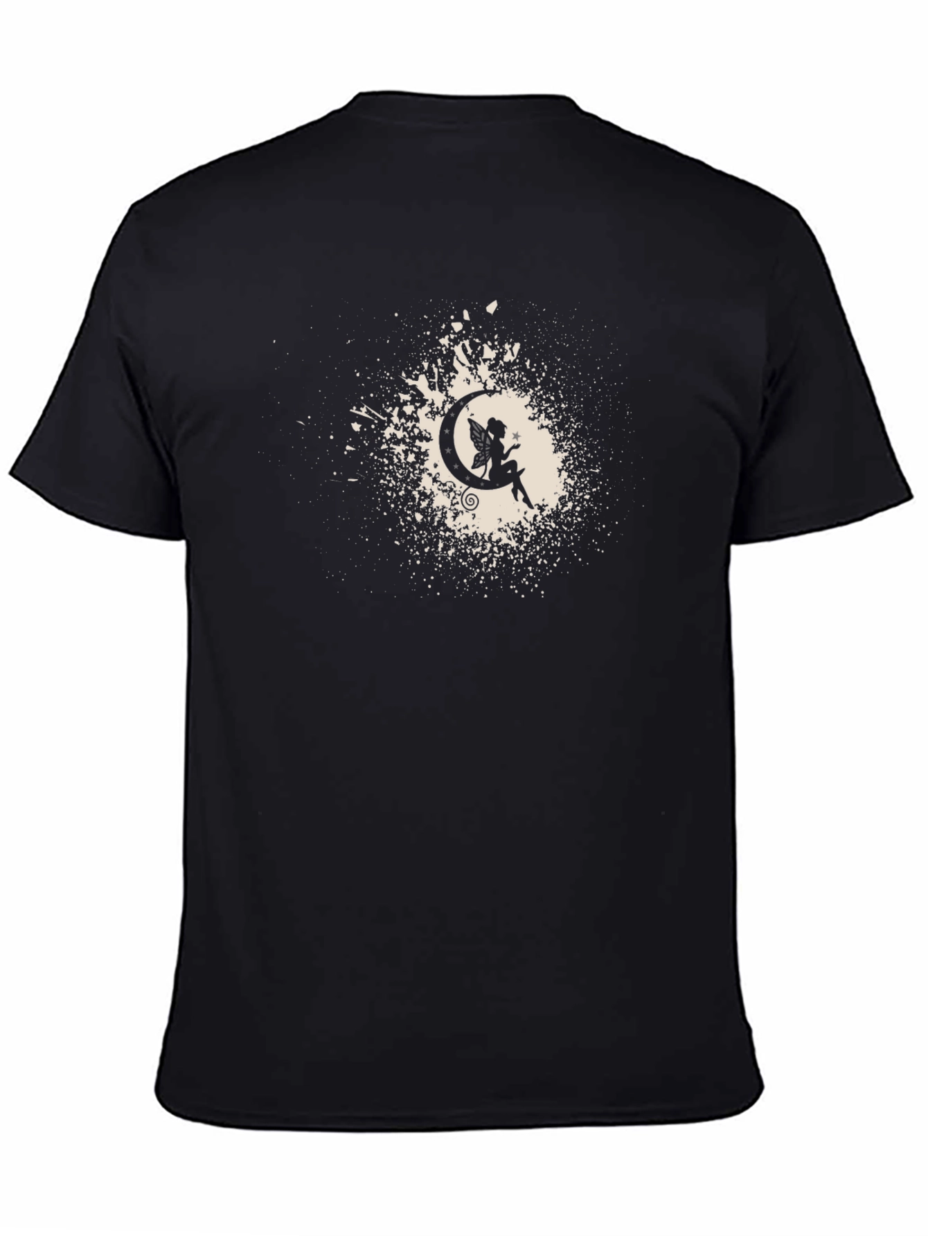 Black Moon Fairy Silhouette Black T-Shirt view 4