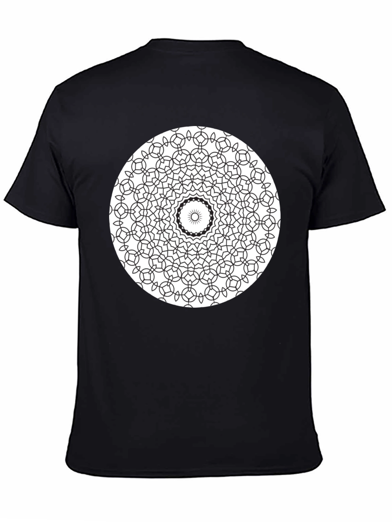 Black Black Mandala T-Shirt - Geometric Design view 4