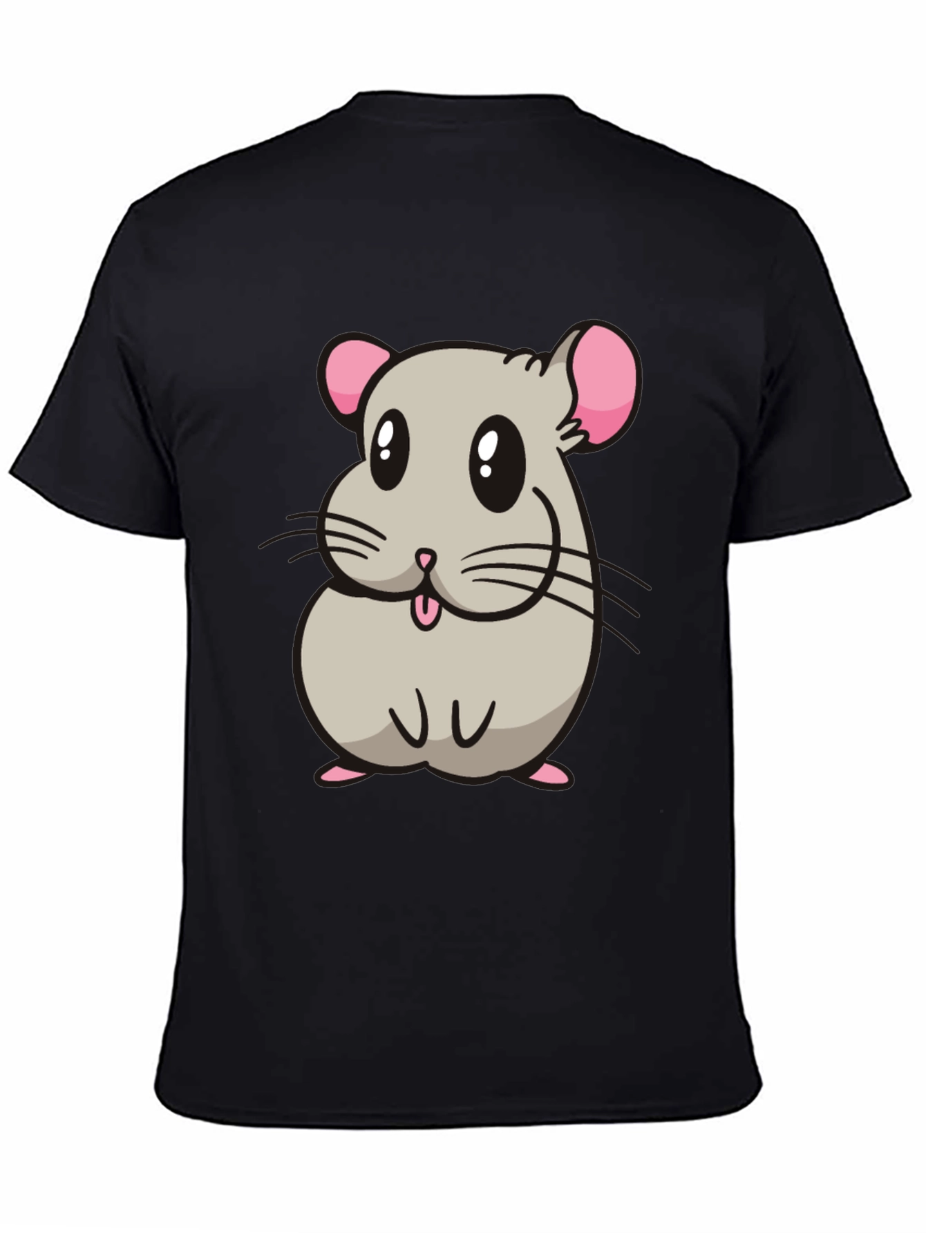 Black Cute Hamster Cartoon Graphic T-Shirt view 4