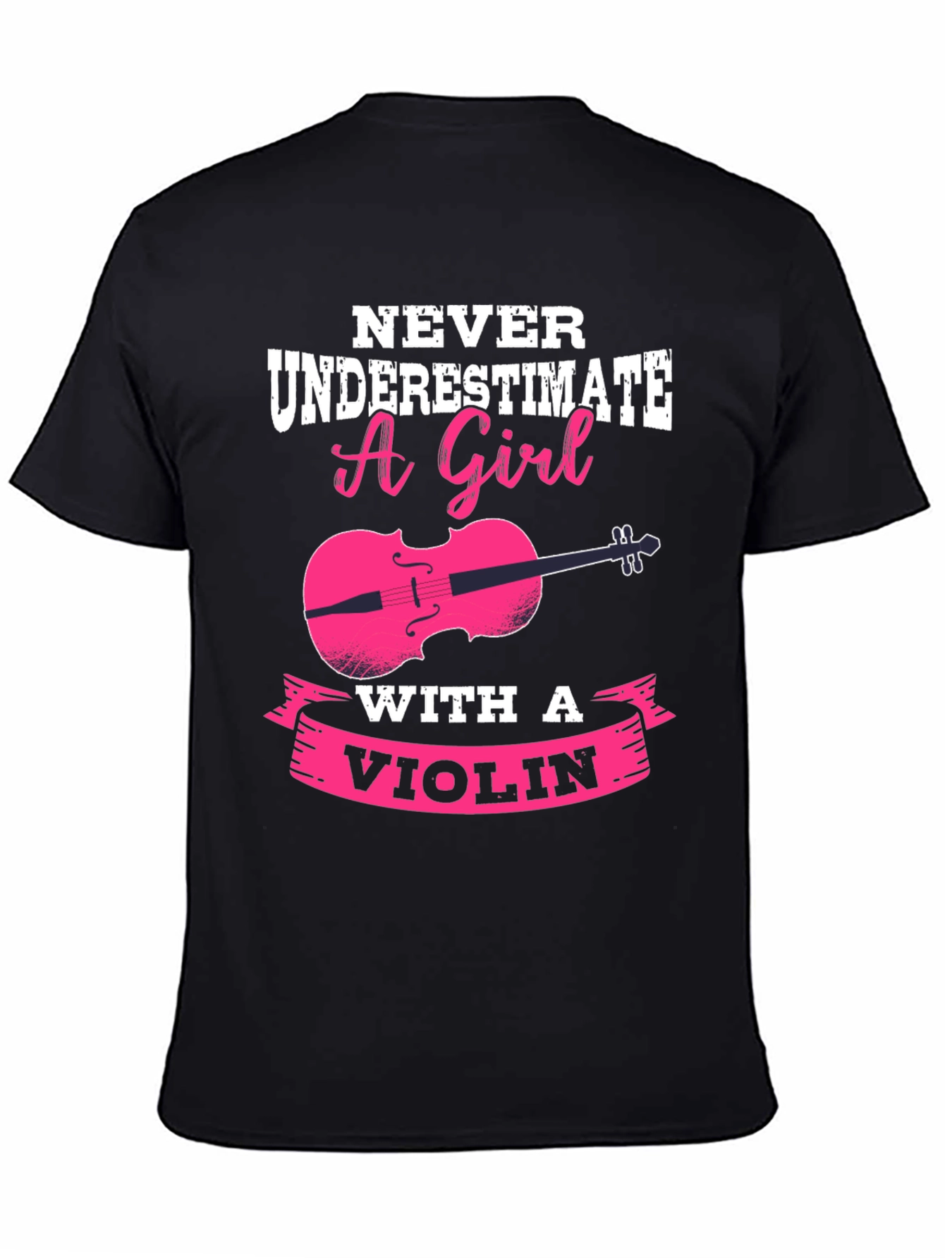 Black Never Underestimate a Girl with a Violin T-Shirt view 4