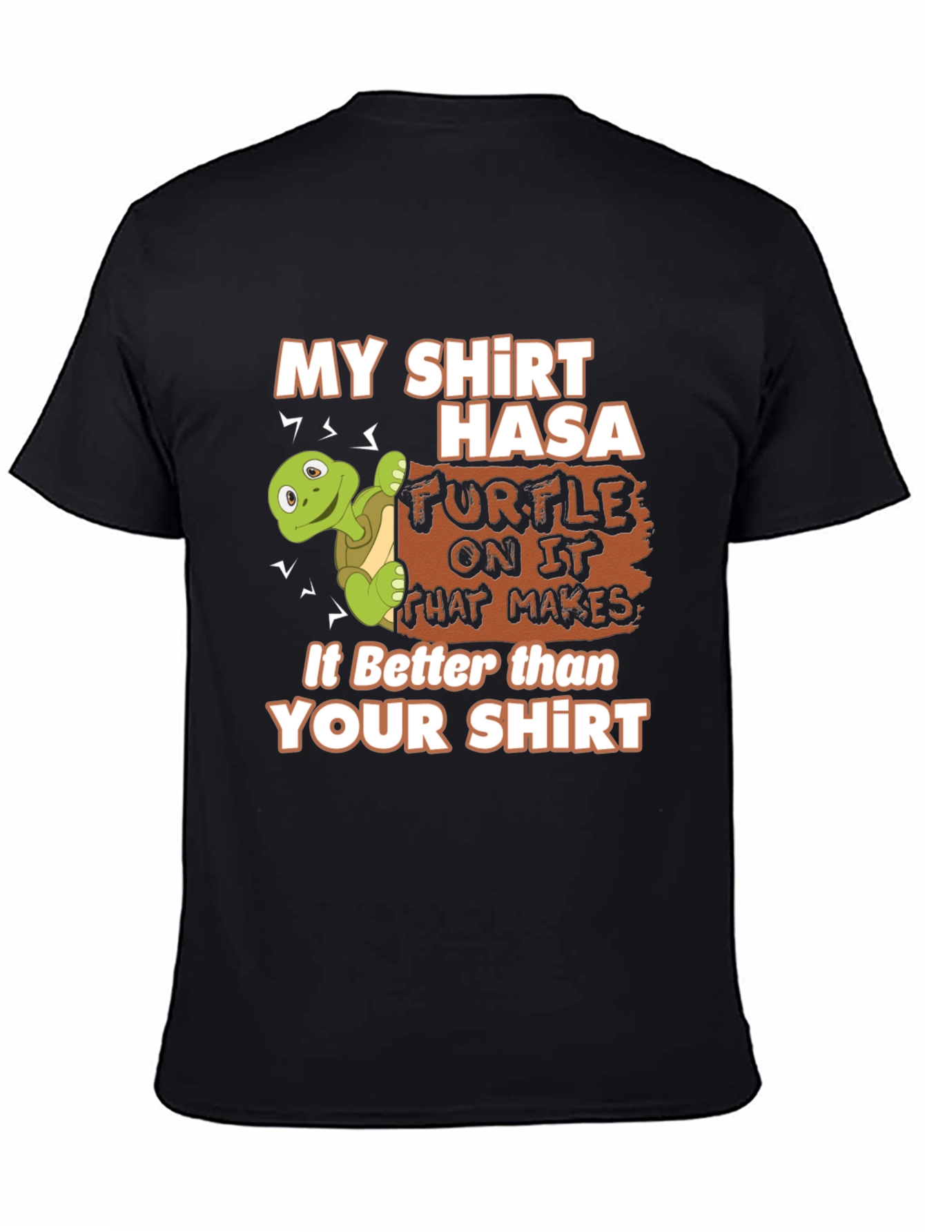 Black Funny Turtle Graphic Tee - My Shirt is Better view 4