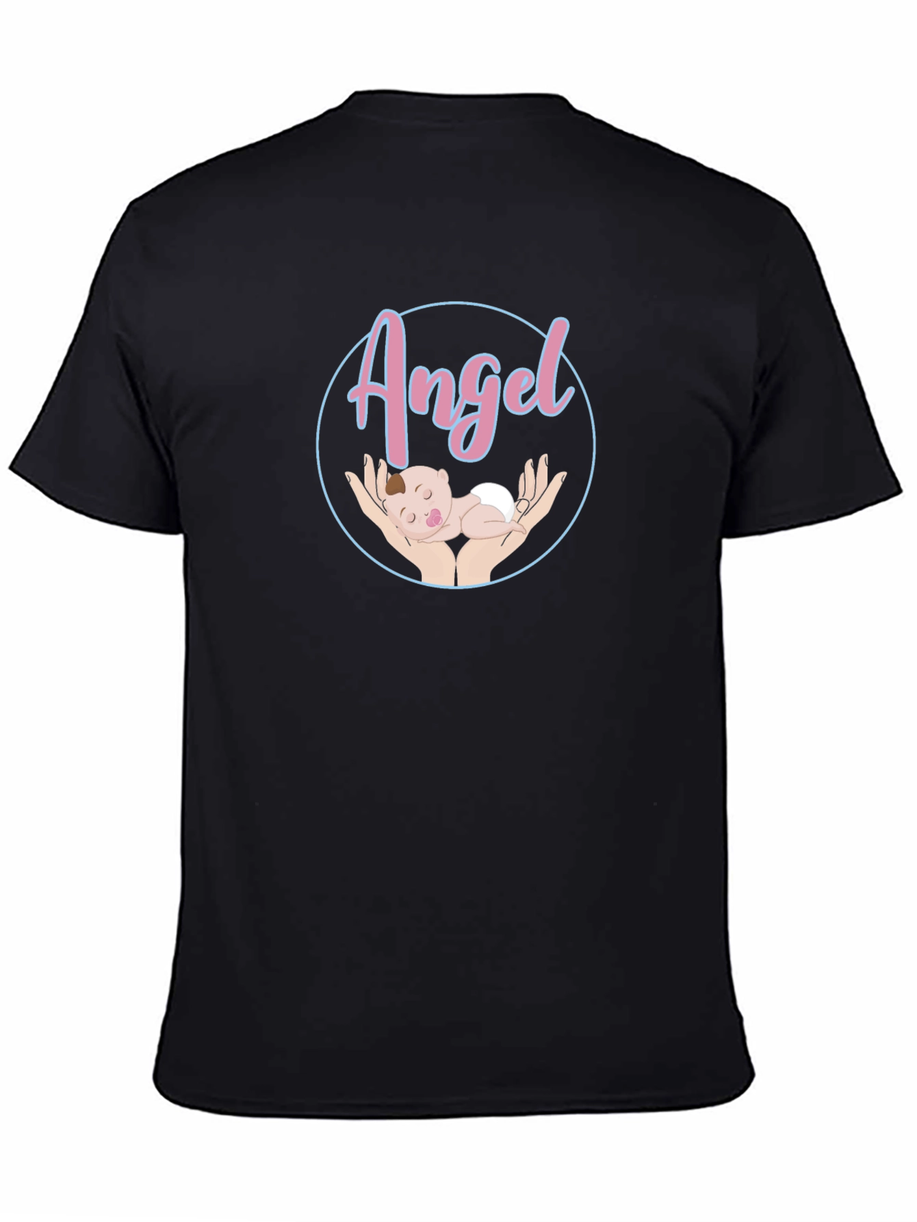 Black Angel Baby Graphic Tee - Unisex Black T-Shirt view 4