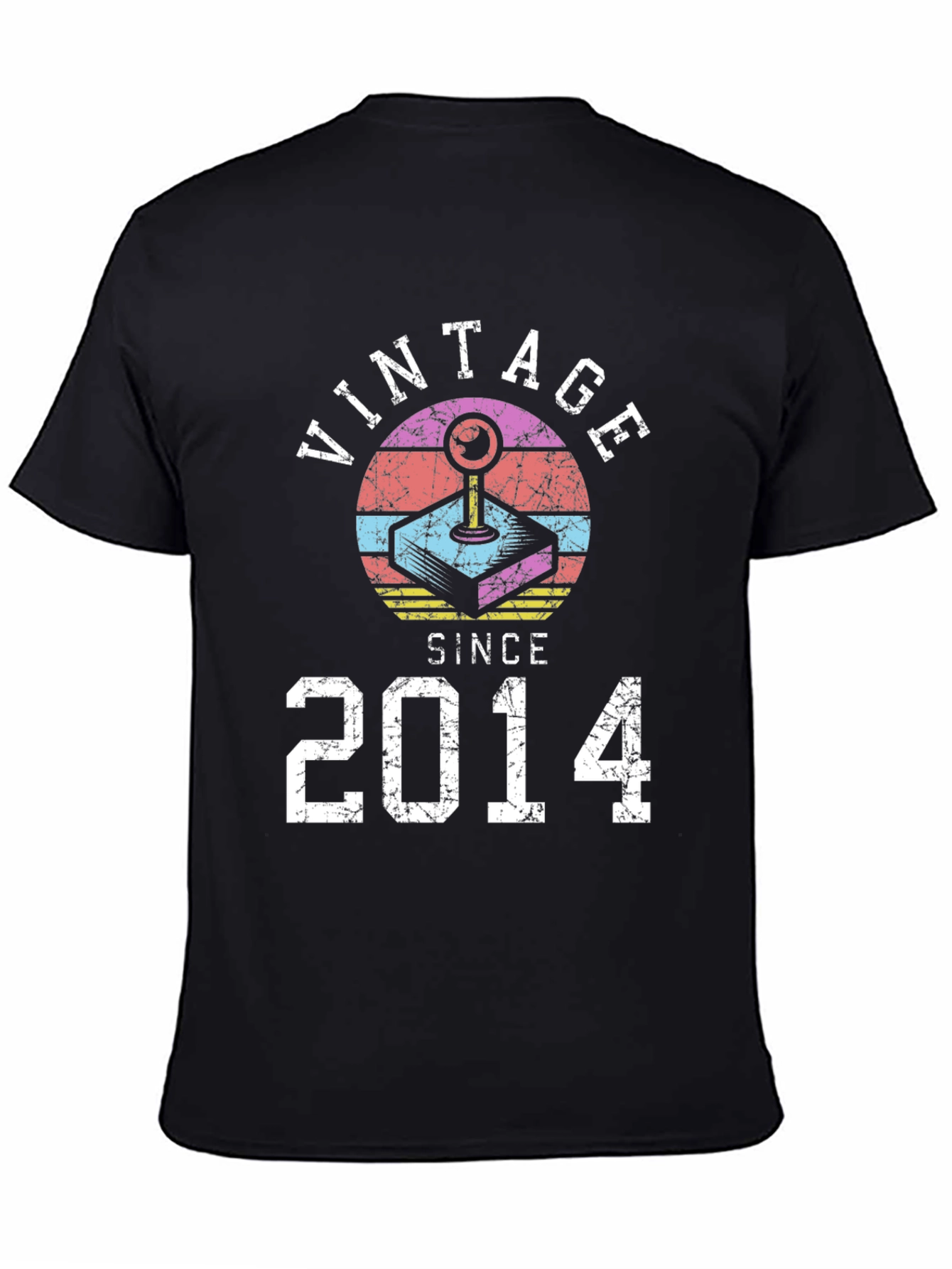 Black Vintage Since 2014 Gamer T-Shirt view 4