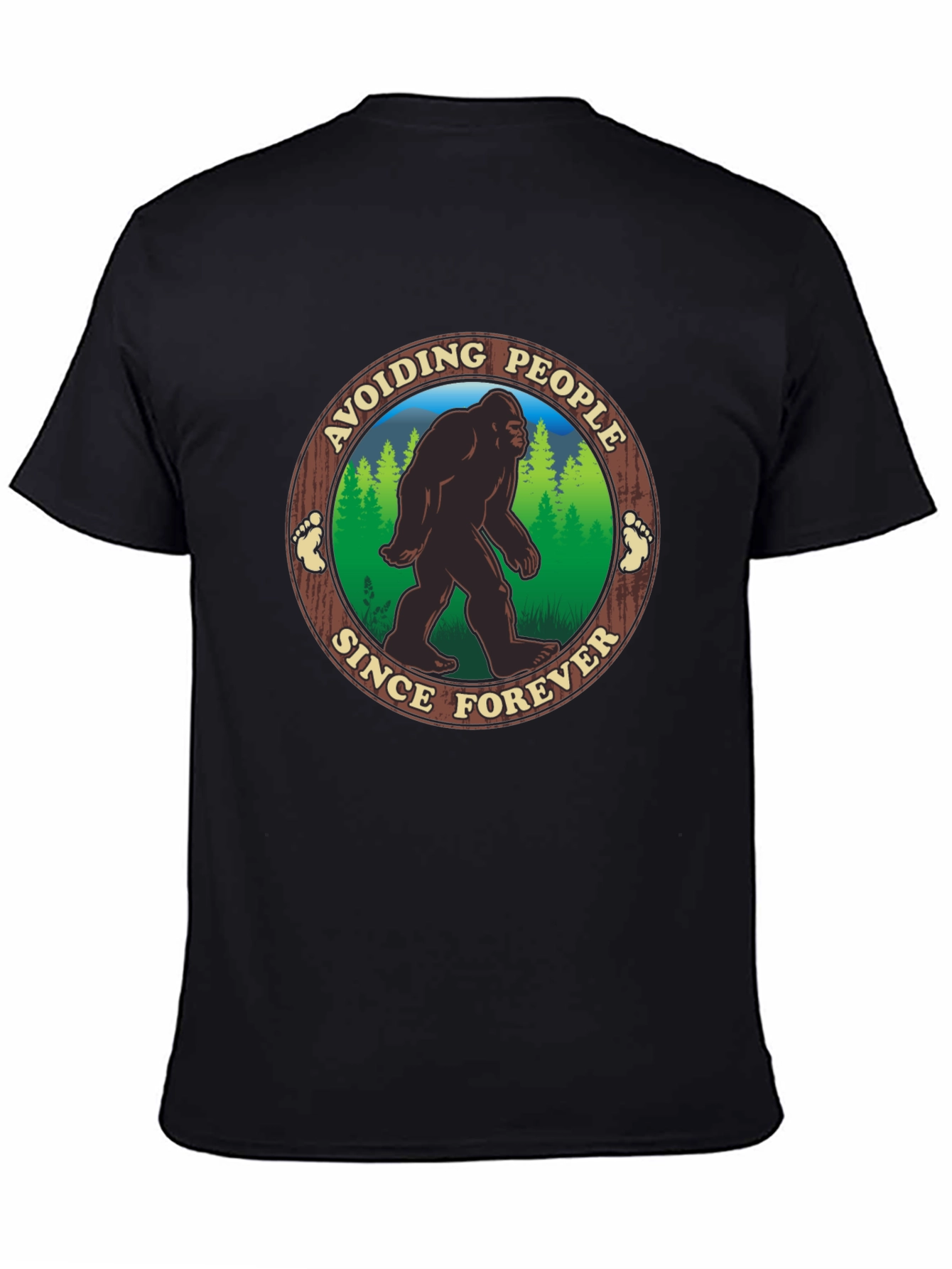 Black Avoiding People Since Forever Bigfoot T-Shirt view 4