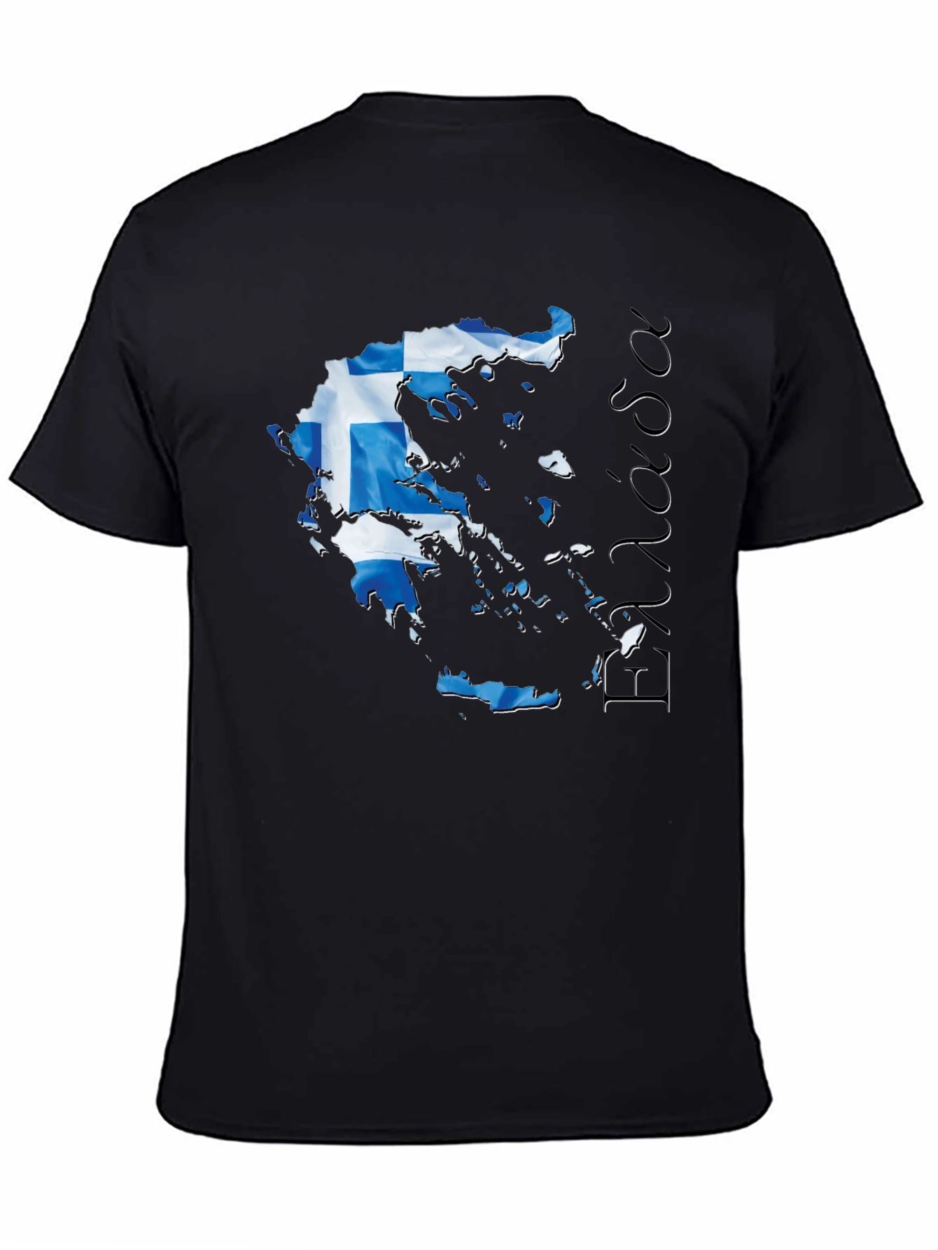 Black Greece Flag Map T-Shirt  view 4