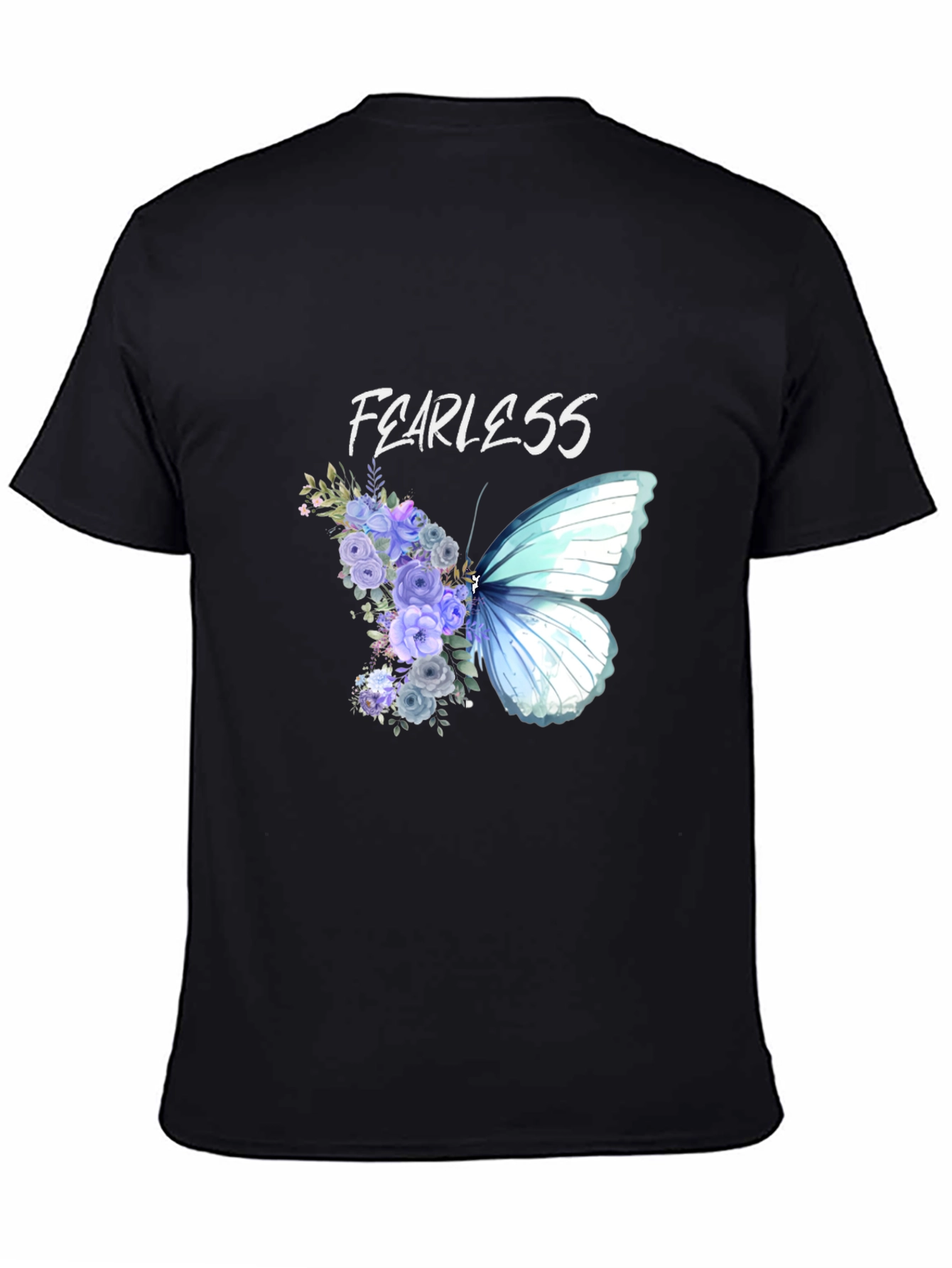 Black Fearless Butterfly Floral Graphic Tee - Unisex view 4