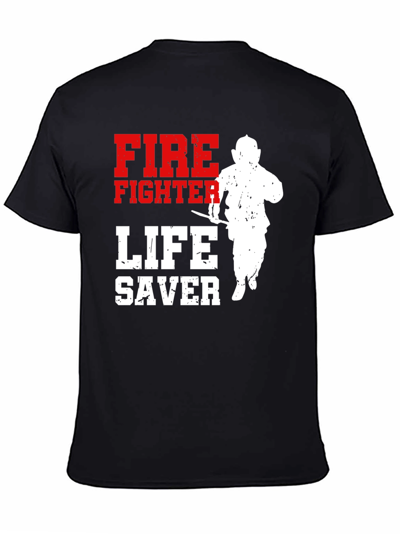 Black Firefighter Lifesaver Graphic T-Shirt view 4