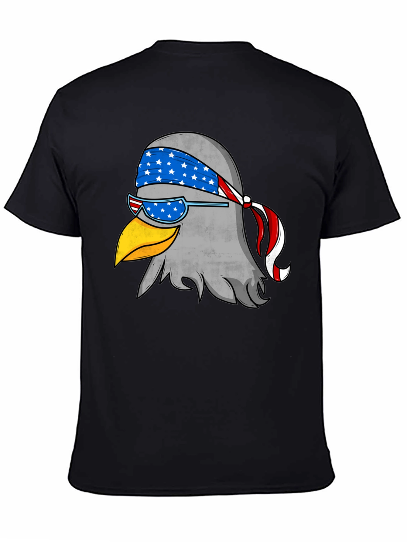 Black Patriotic Eagle Graphic Tee - Black Cotton T-Shirt view 4