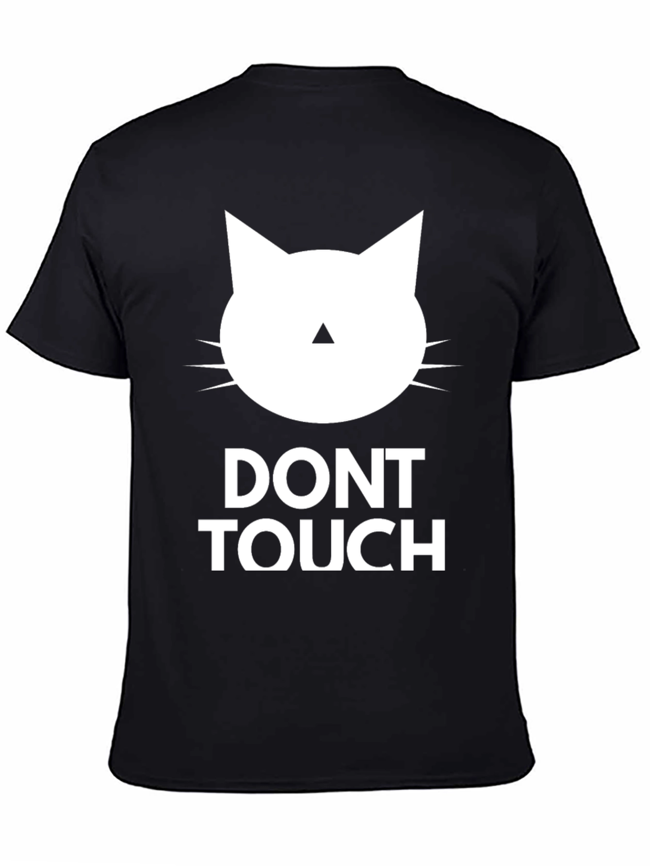 Black Don't Touch Cat Graphic Tee - Black Crew Neck view 4