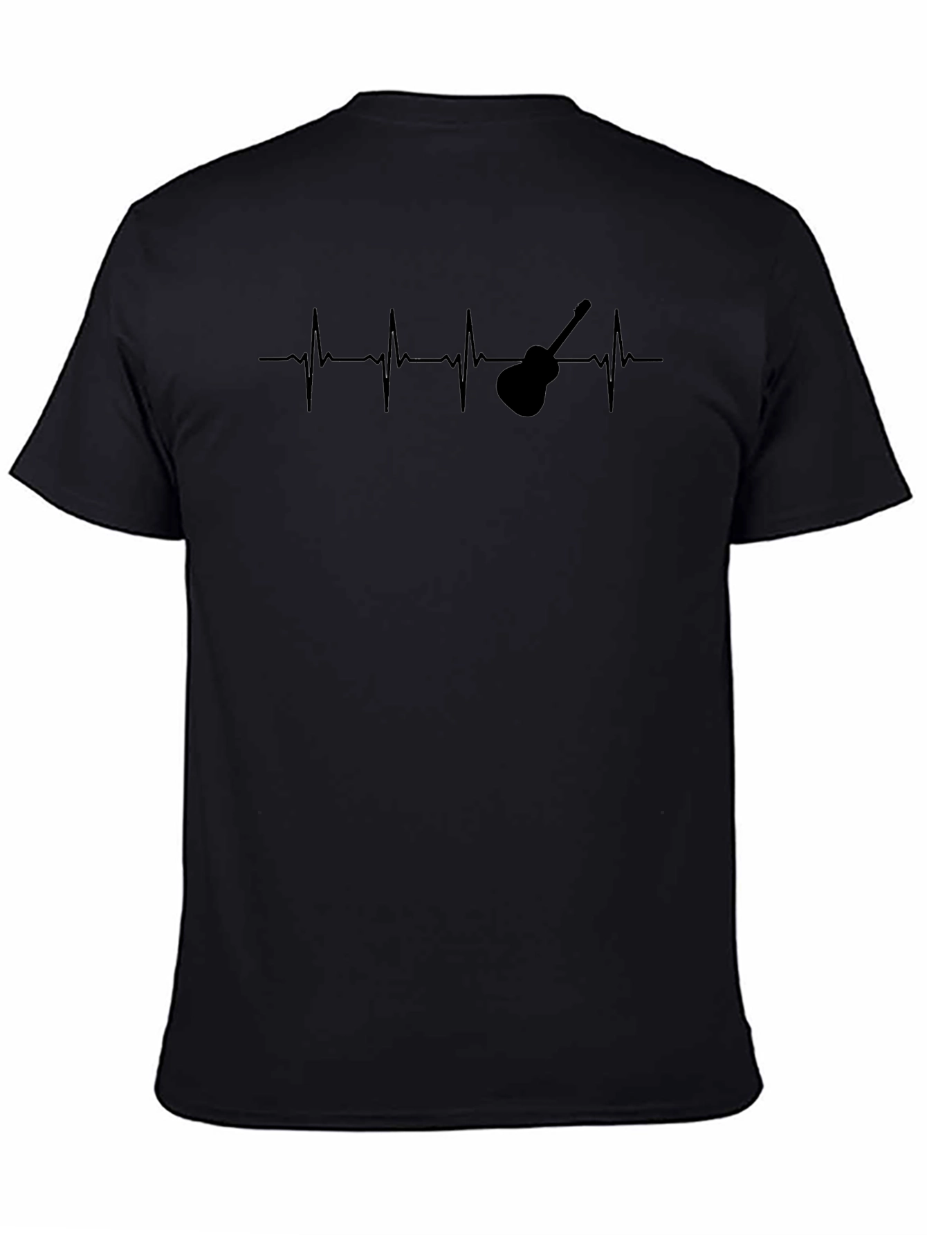Black Guitar Heartbeat T-Shirt - Musician Graphic Tee view 4