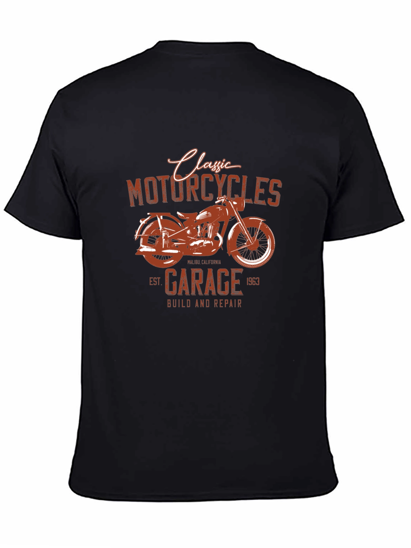 Black Classic Motorcycle Garage T-Shirt view 4