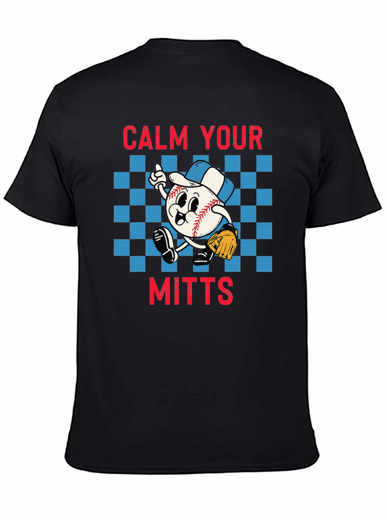 Black Calm Your Mitts Baseball Graphic T-Shirt view 4