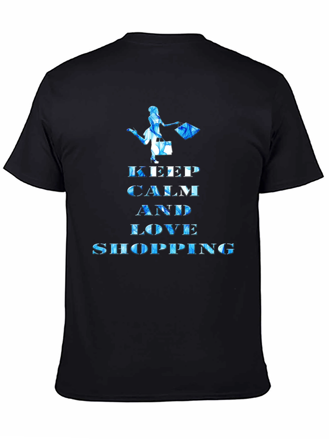 Keep Calm and Love Shopping Black T-Shirt - 4
