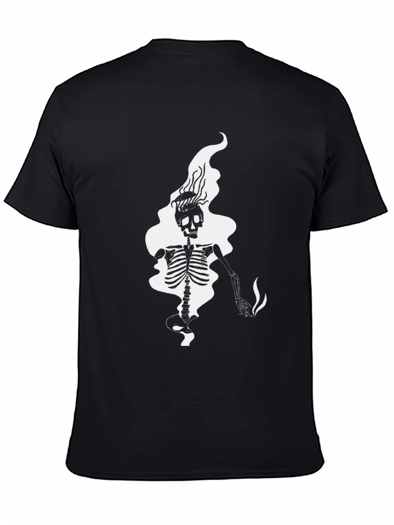 Black Skeleton Smoke Graphic Tee - Black Cotton Blend view 4