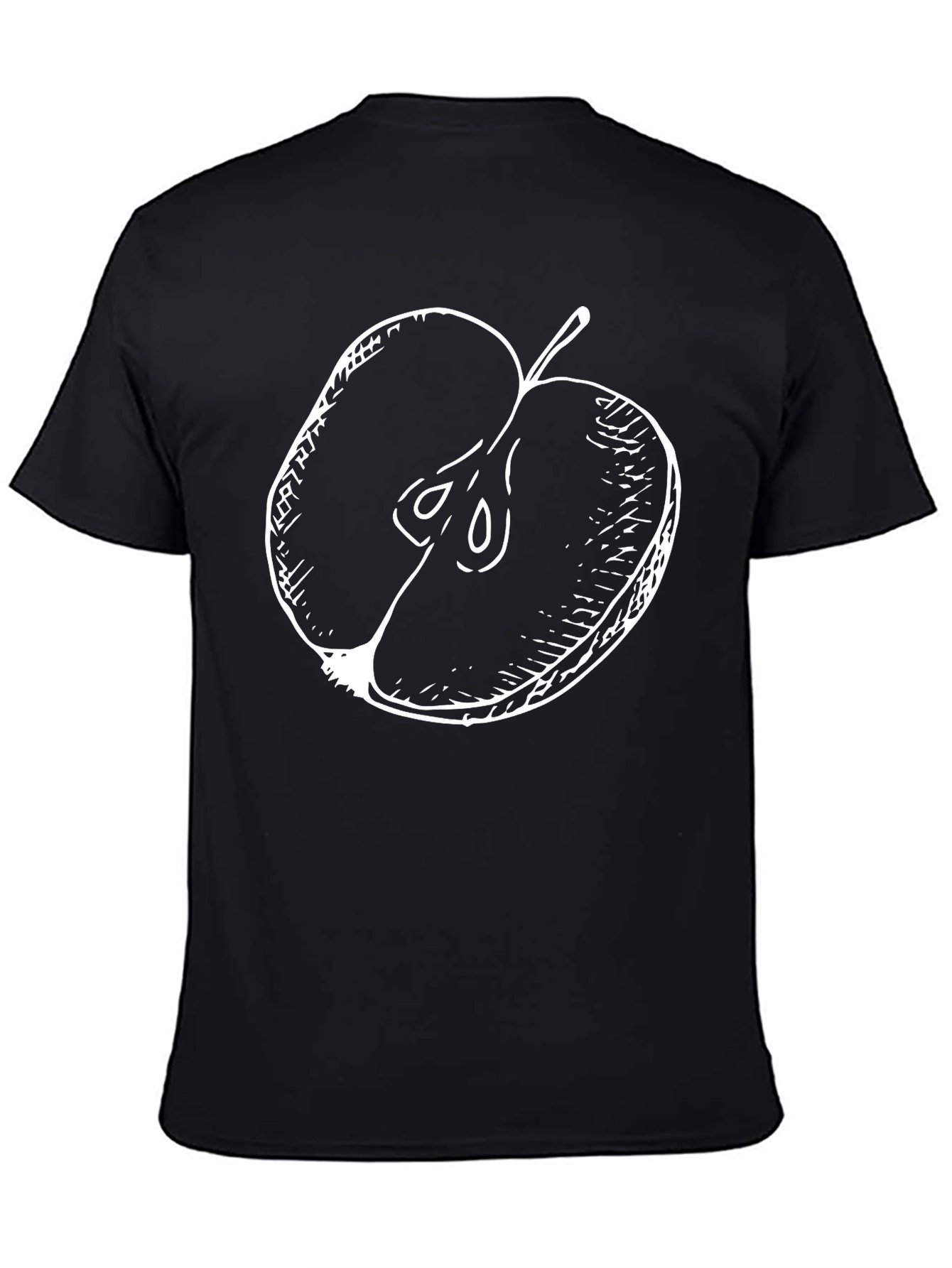 Black Apple Graphic Black Tee - Modern Fruit Design view 4